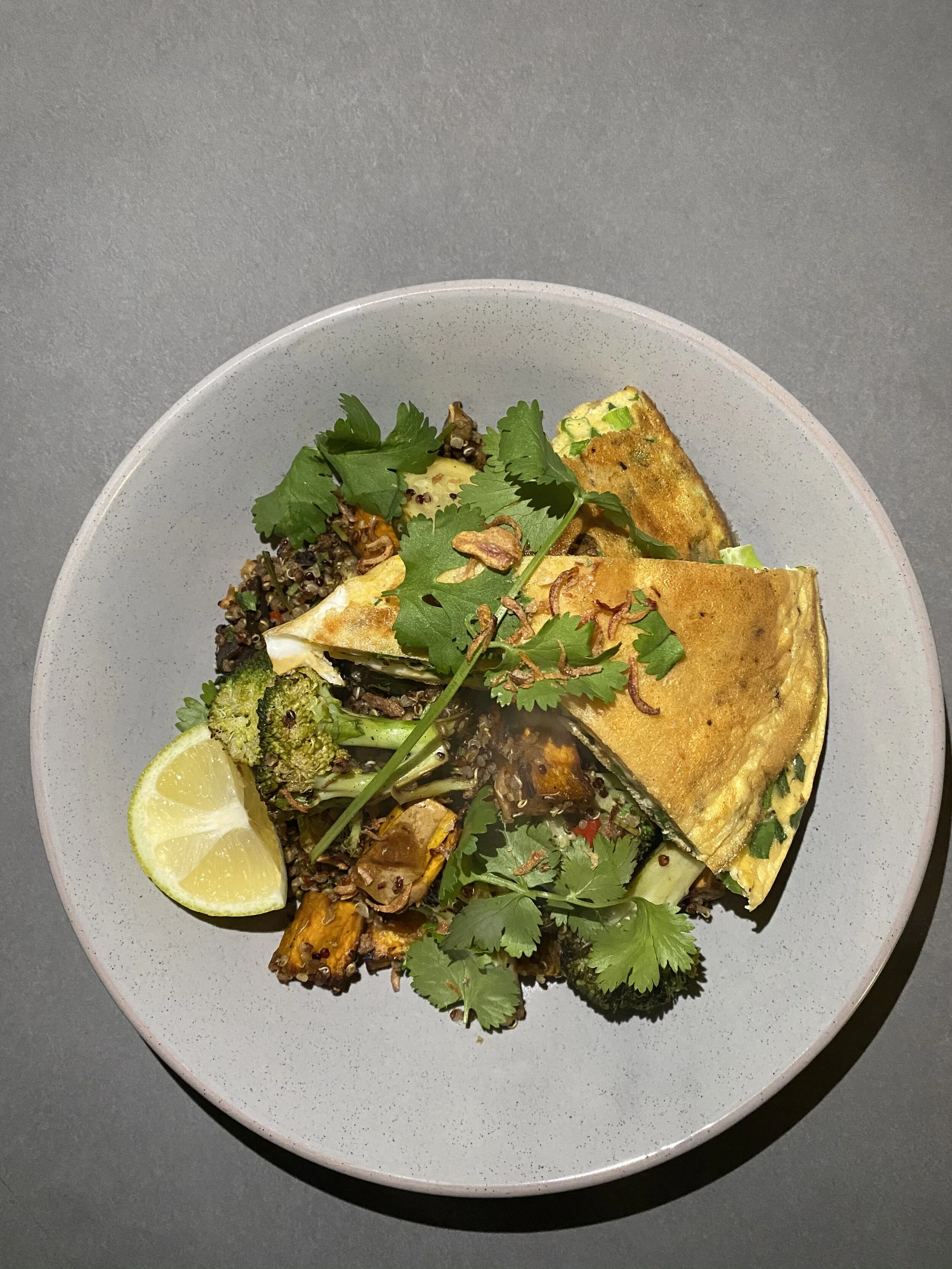Ginger &amp; Charred Pumpkin Stir Fry w/ Spring Onion Omelette
