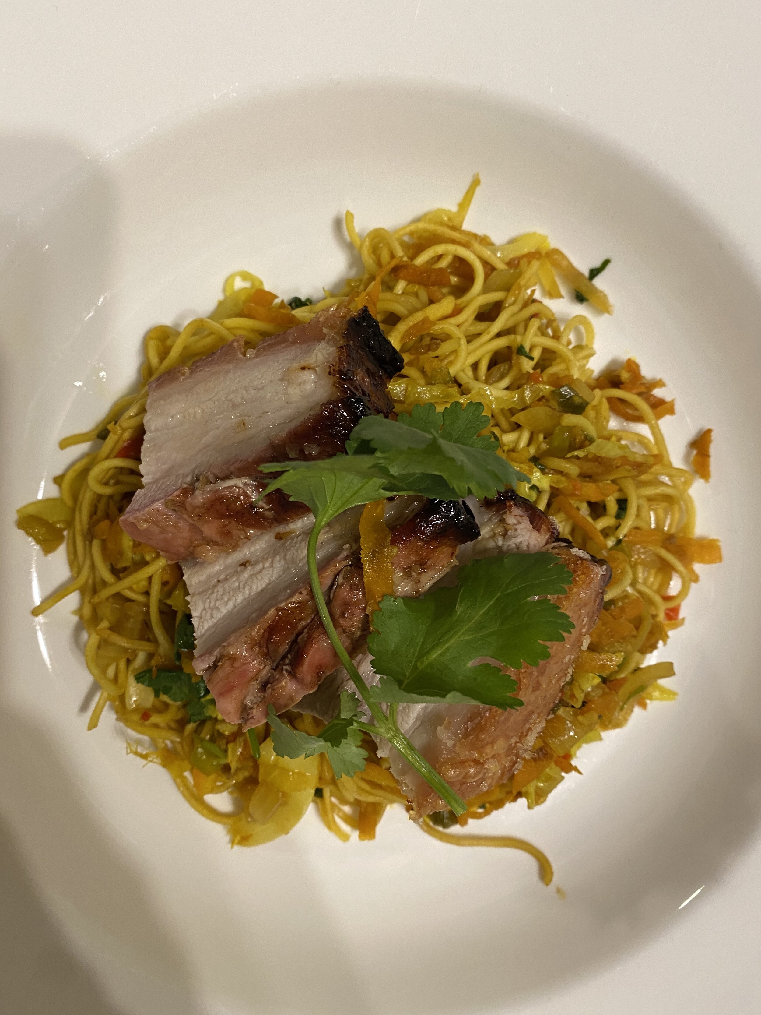 Crispy Pork Belly w/ Egg Noodles
