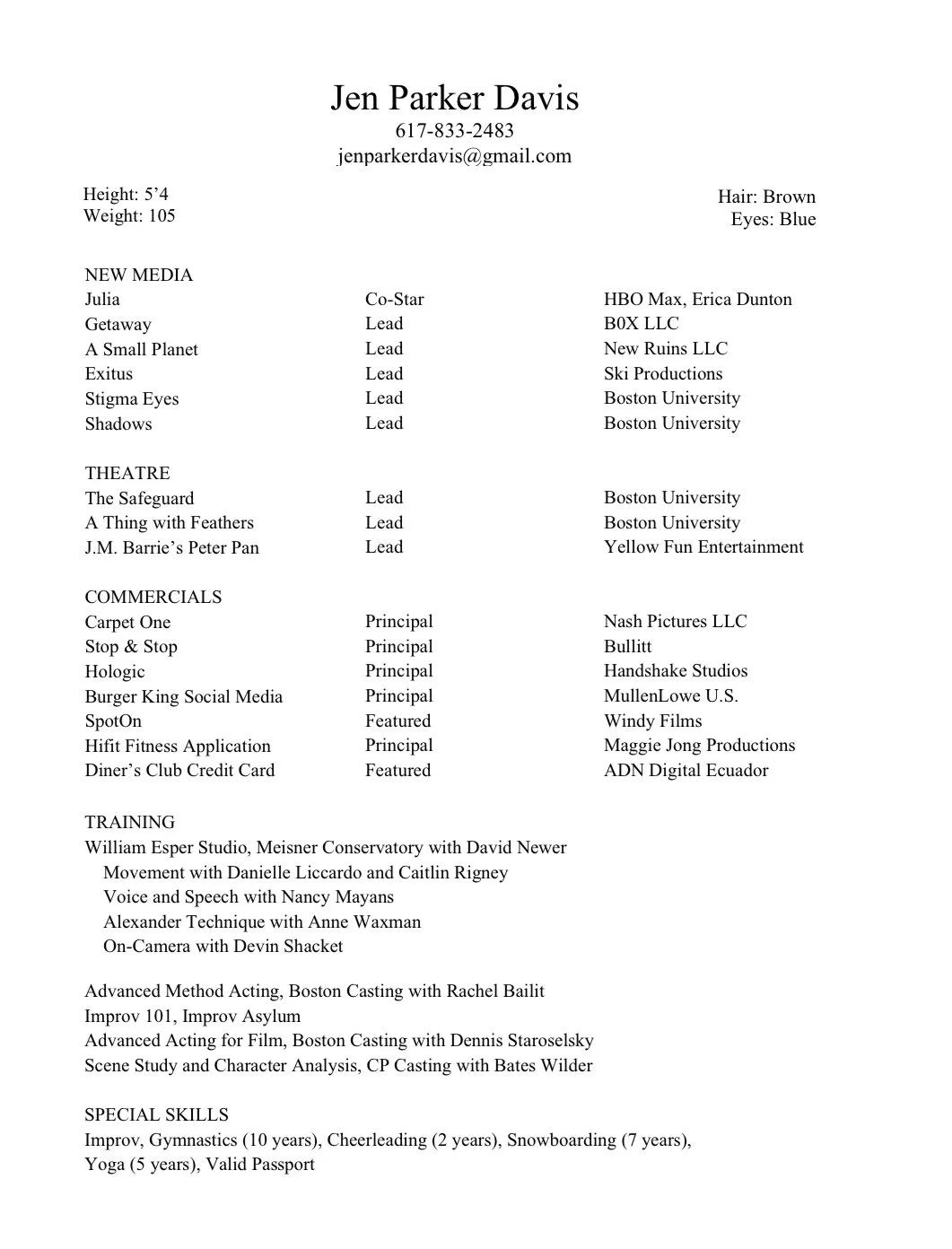 Resume — Jen Parker Davis