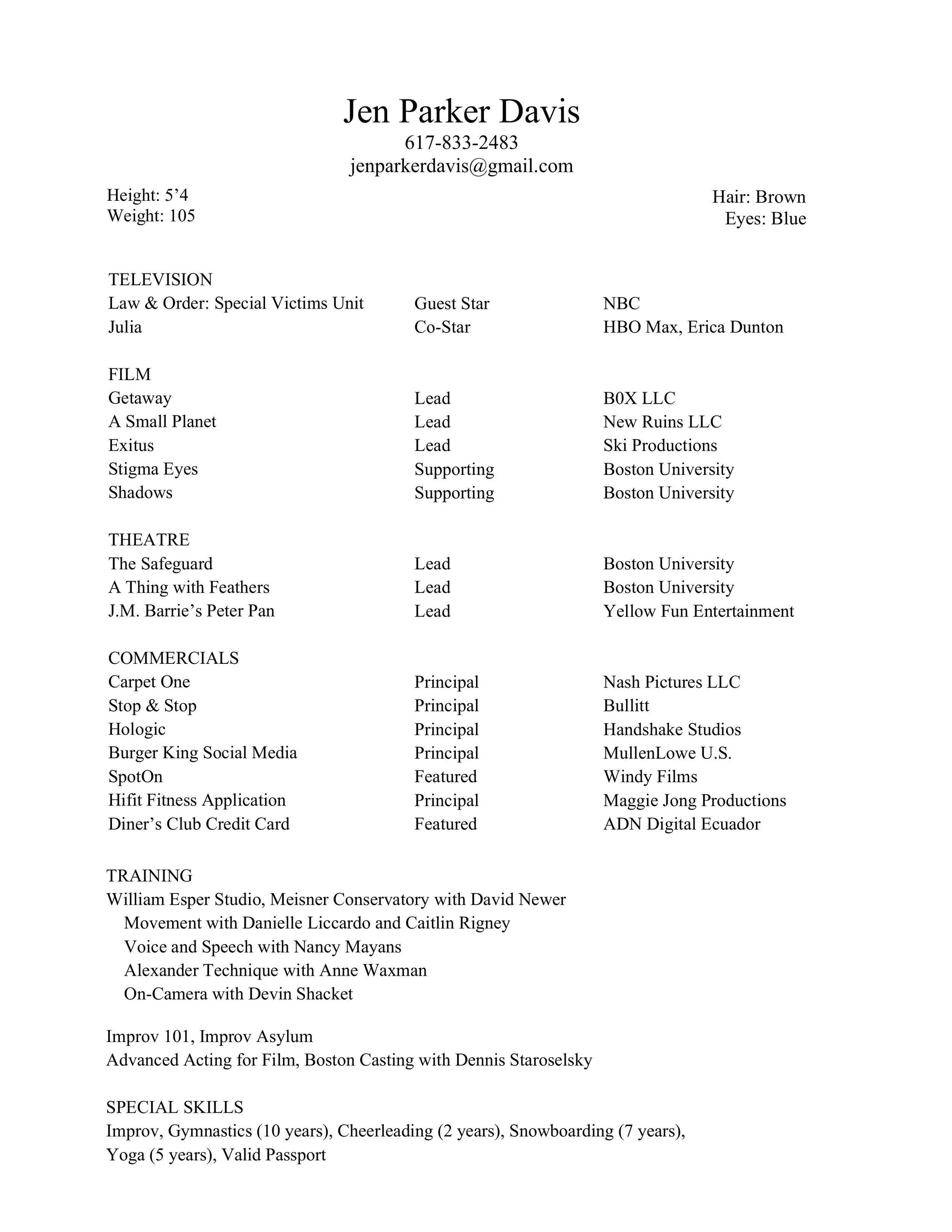 Jen Cv Resume β Jen Parker Davis