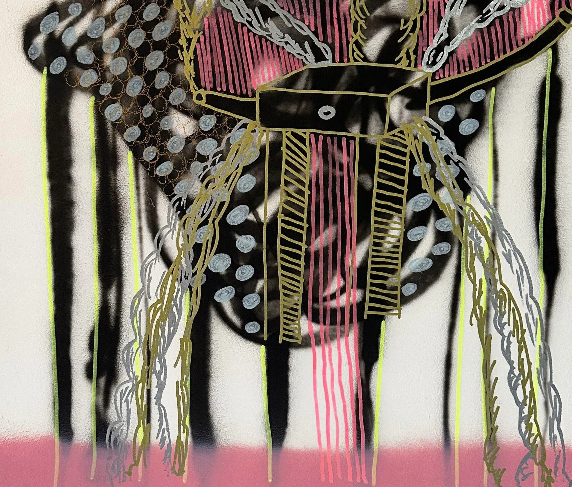 Steven Asquith, Untitled, 2009, Chalk board spray, enamel, paint market, pencil, 70 x 60 cm