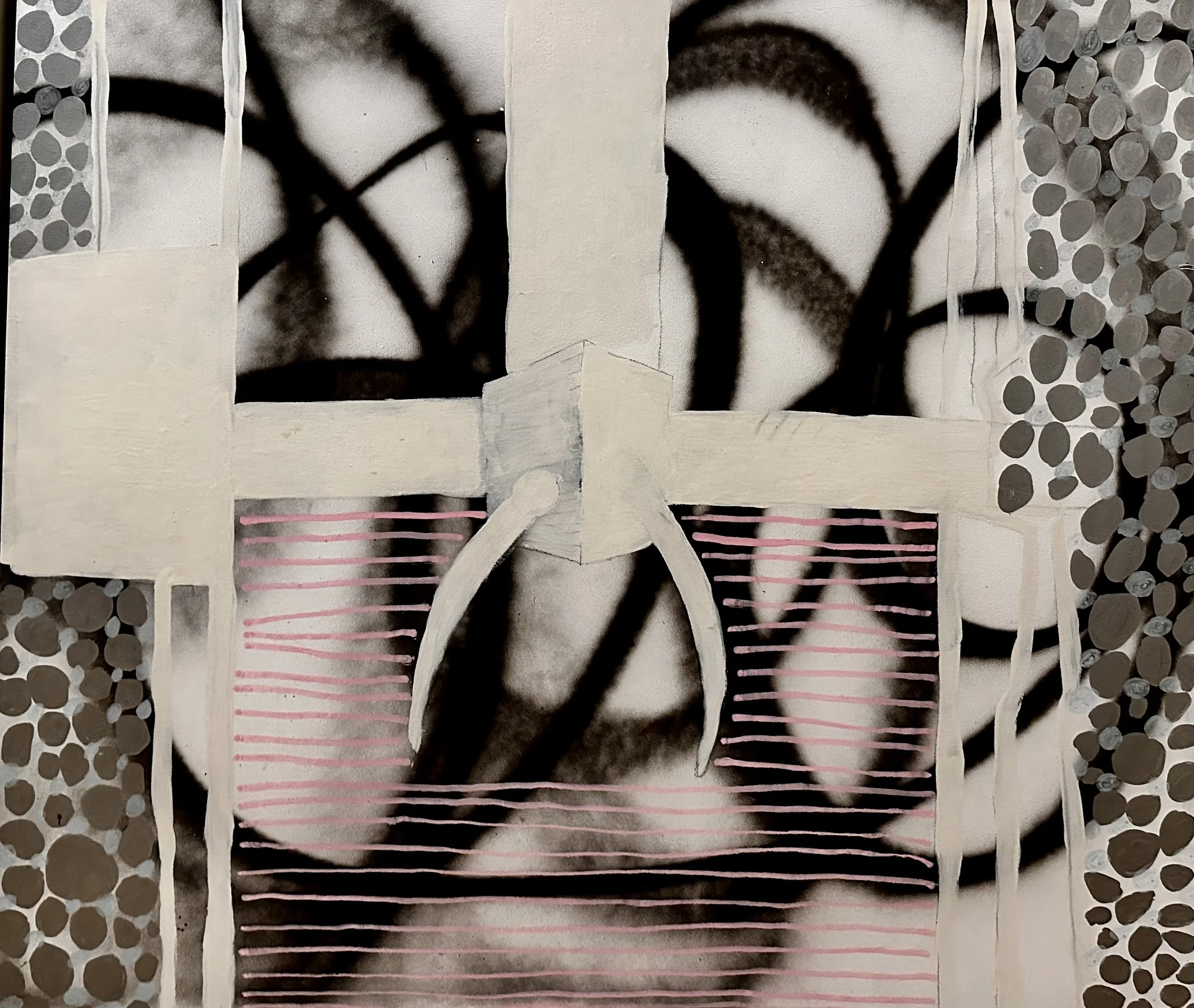 Steven Asquith, Untitled, 2009, Chalk board spray, enamel, paint market, pencil, 70 x 60 cm