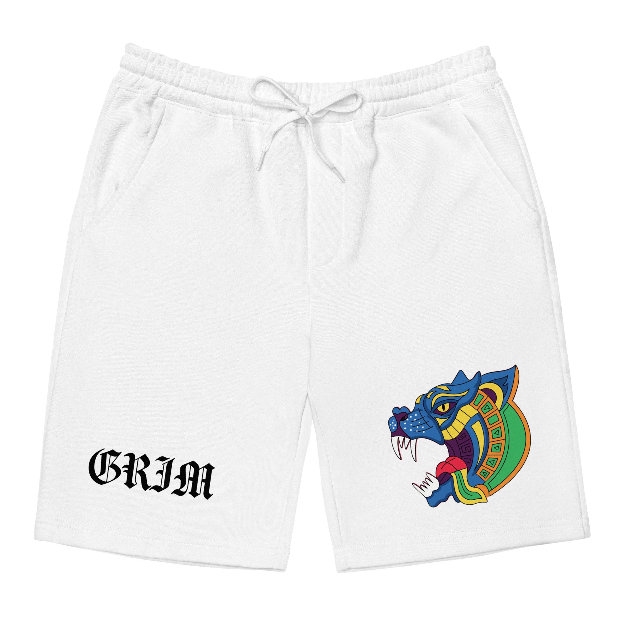 Tribal Wolf Men's White Fleece Shorts