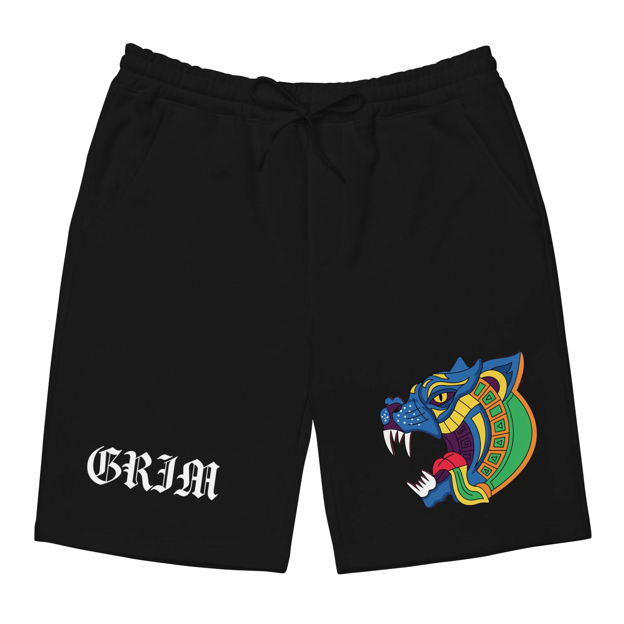 Tribal Wolf Men's Black Fleece Shorts