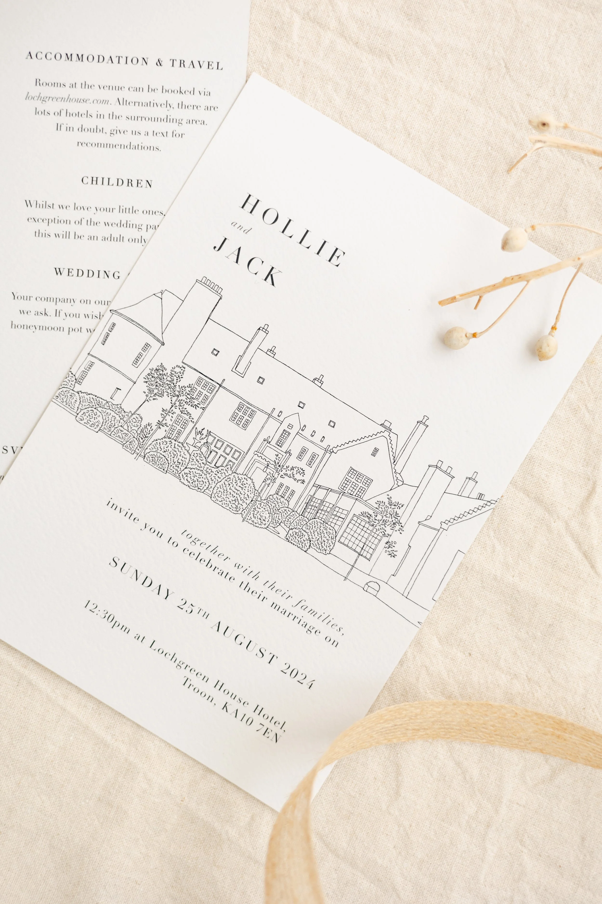 Lochgreen House Venue Illustration Bespoke Wedding Stationery Trix Creative