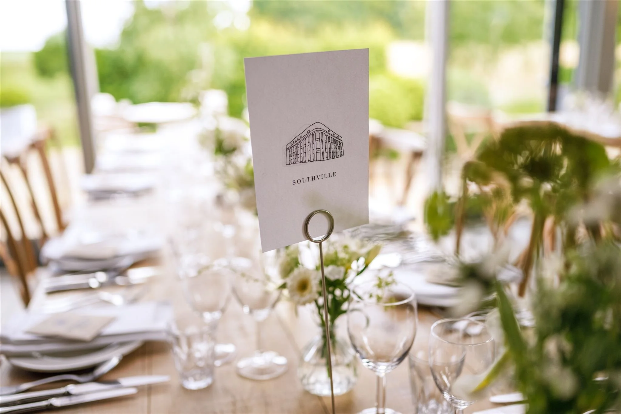 Wedding Stationery Table Name Illustration Trix Creative Stone Barn Cripps & Co