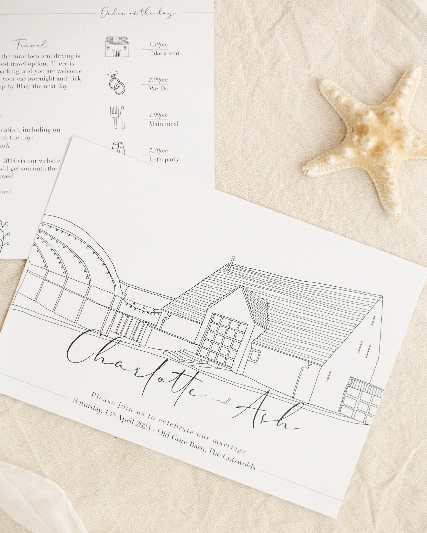 Bespoke Venue Illustration ~ Old Gore Barn 

Venue illustrations add a personal touch to your wedding invitations and I love working on them. This one for @yardspaceoldgore also had an illustrated order of the day on the reverse with details of the c