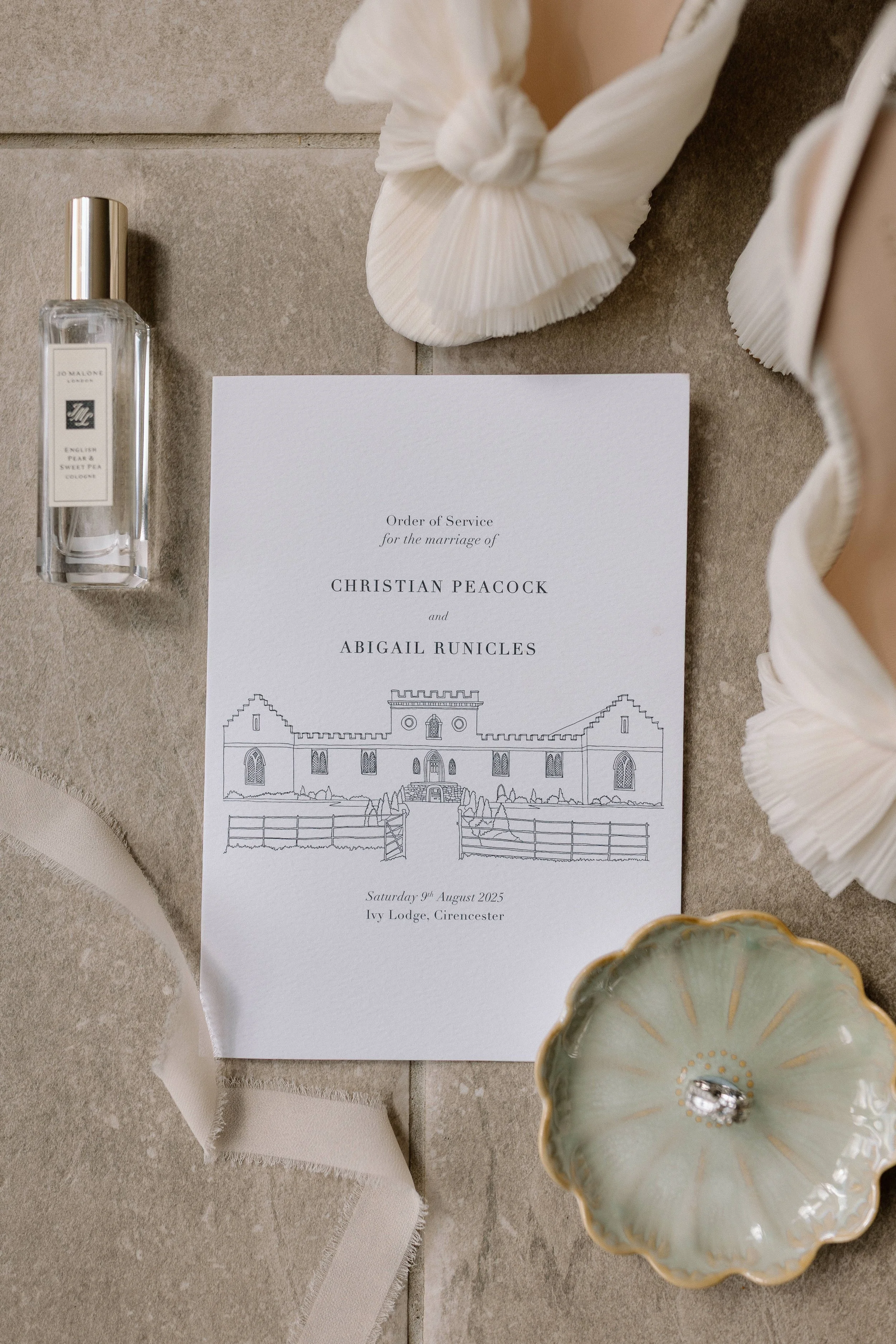 Wedding Venue Illustration Ivy Lodge Stationery Cotswolds Trix Creative