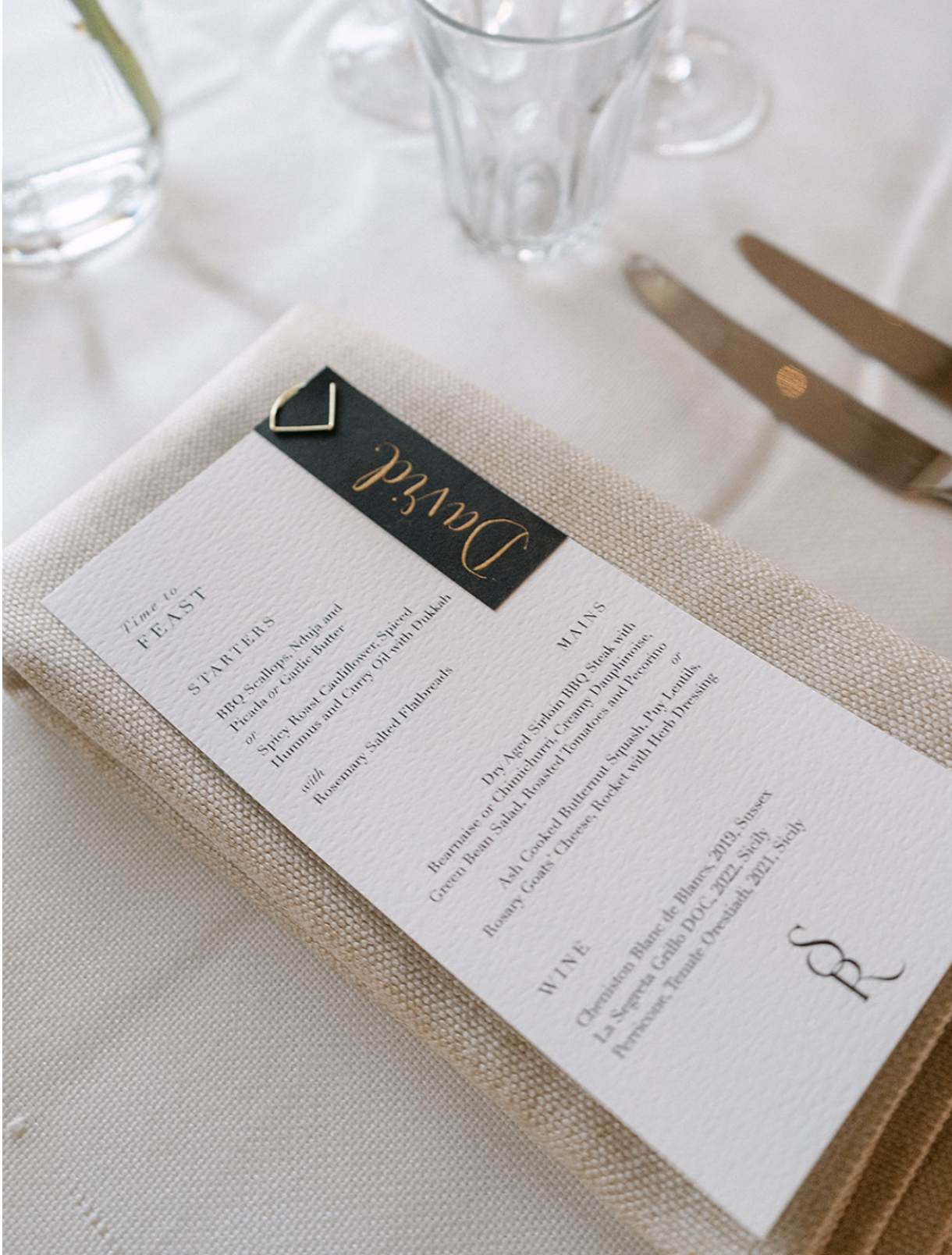 Wedding Menu Monochrome Stationery Calligraphy Trix Creative