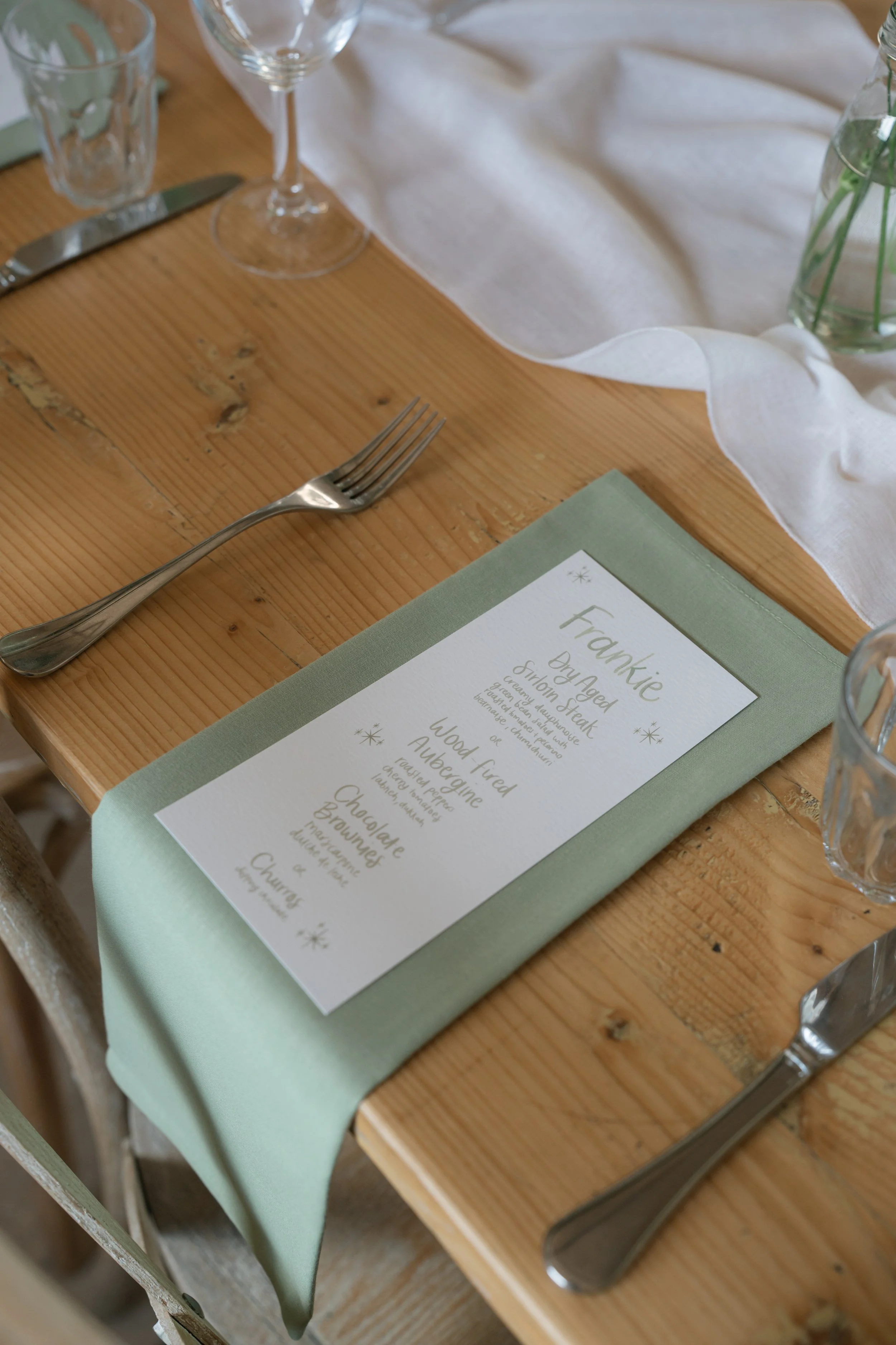 Old Gore Barn Brush Lettering Menu Wedding Stationery Trix Creative
