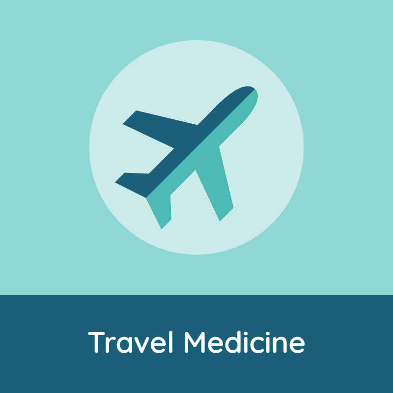 picture of a plane with text travel medicine under
