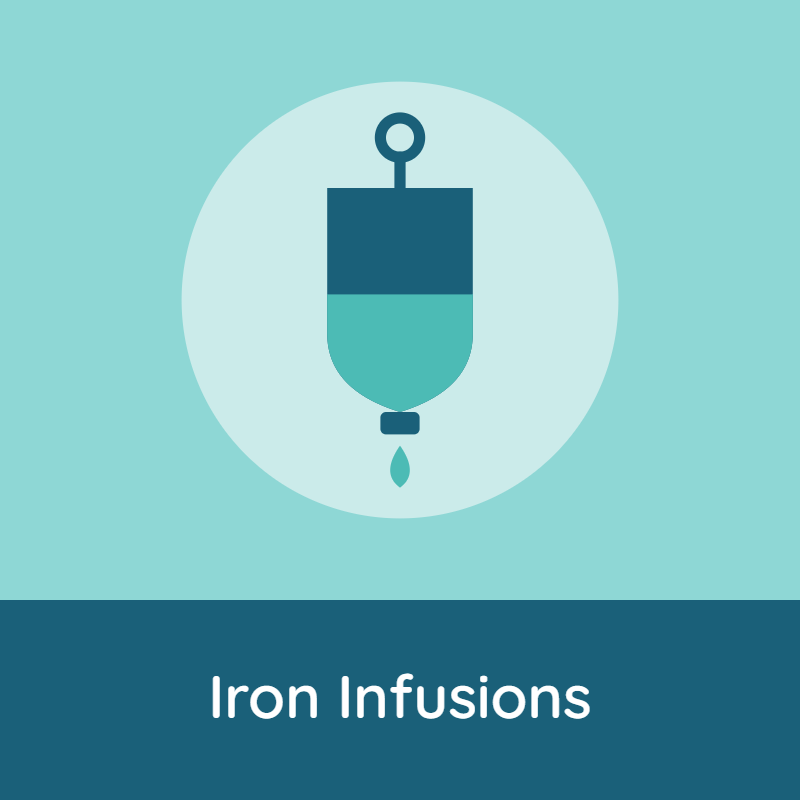 an IV drip representing an iron infusion