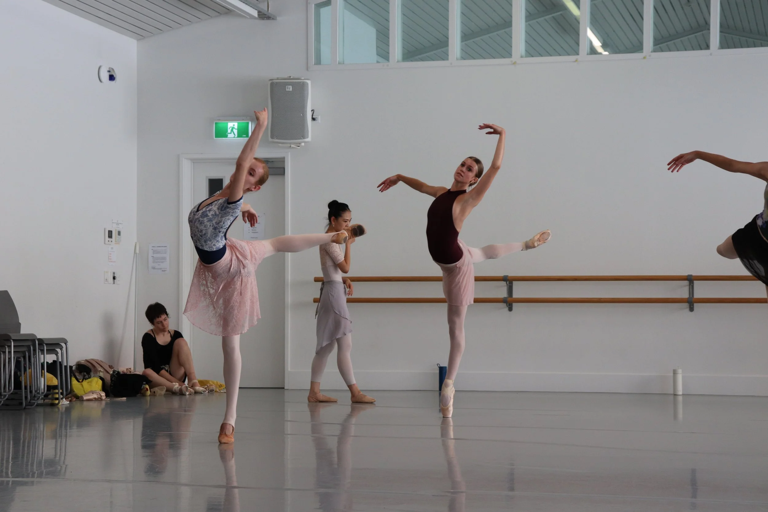 Two dancers in attitude derriere 