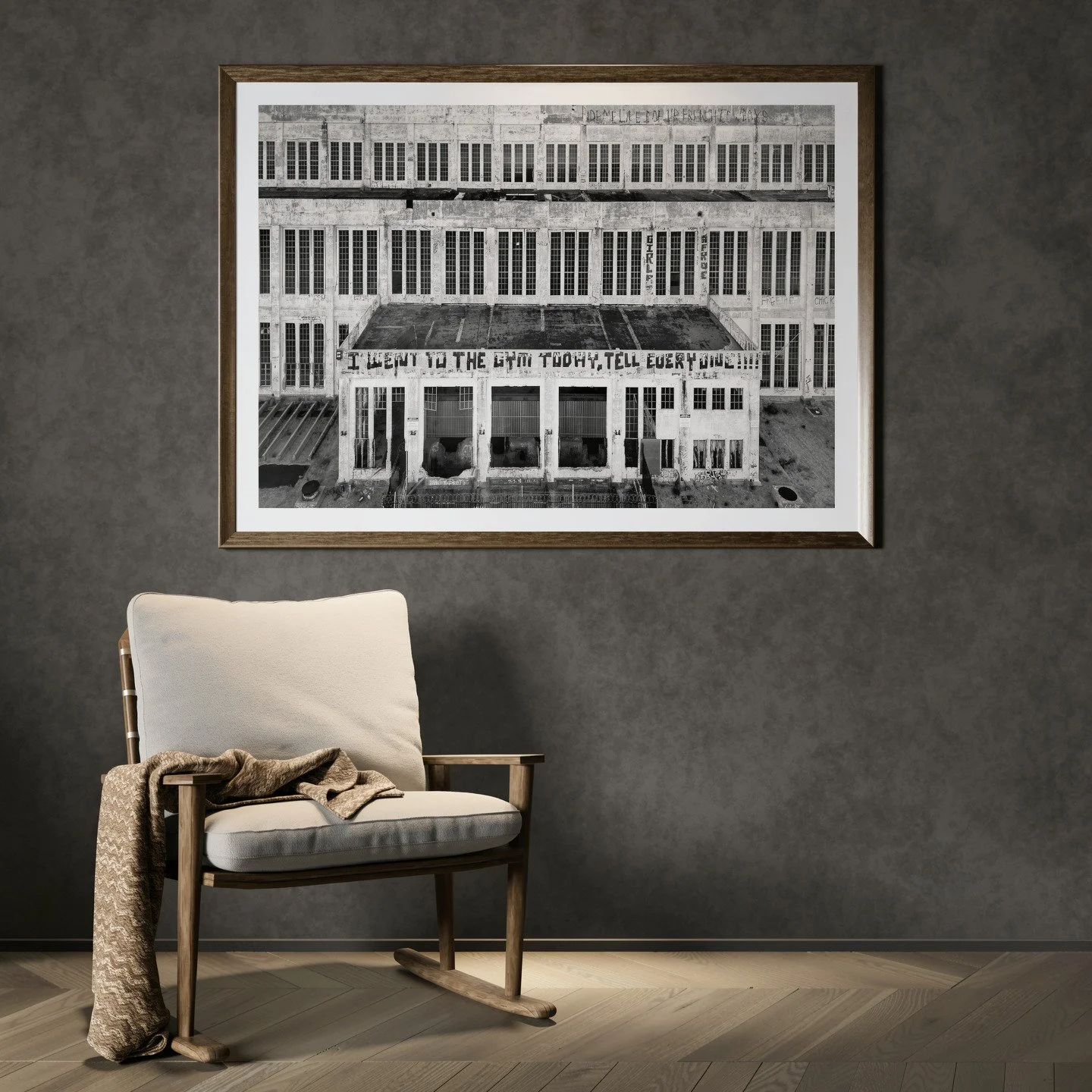 Comfy rocking chair next to a spotlit wall-Angled.jpg