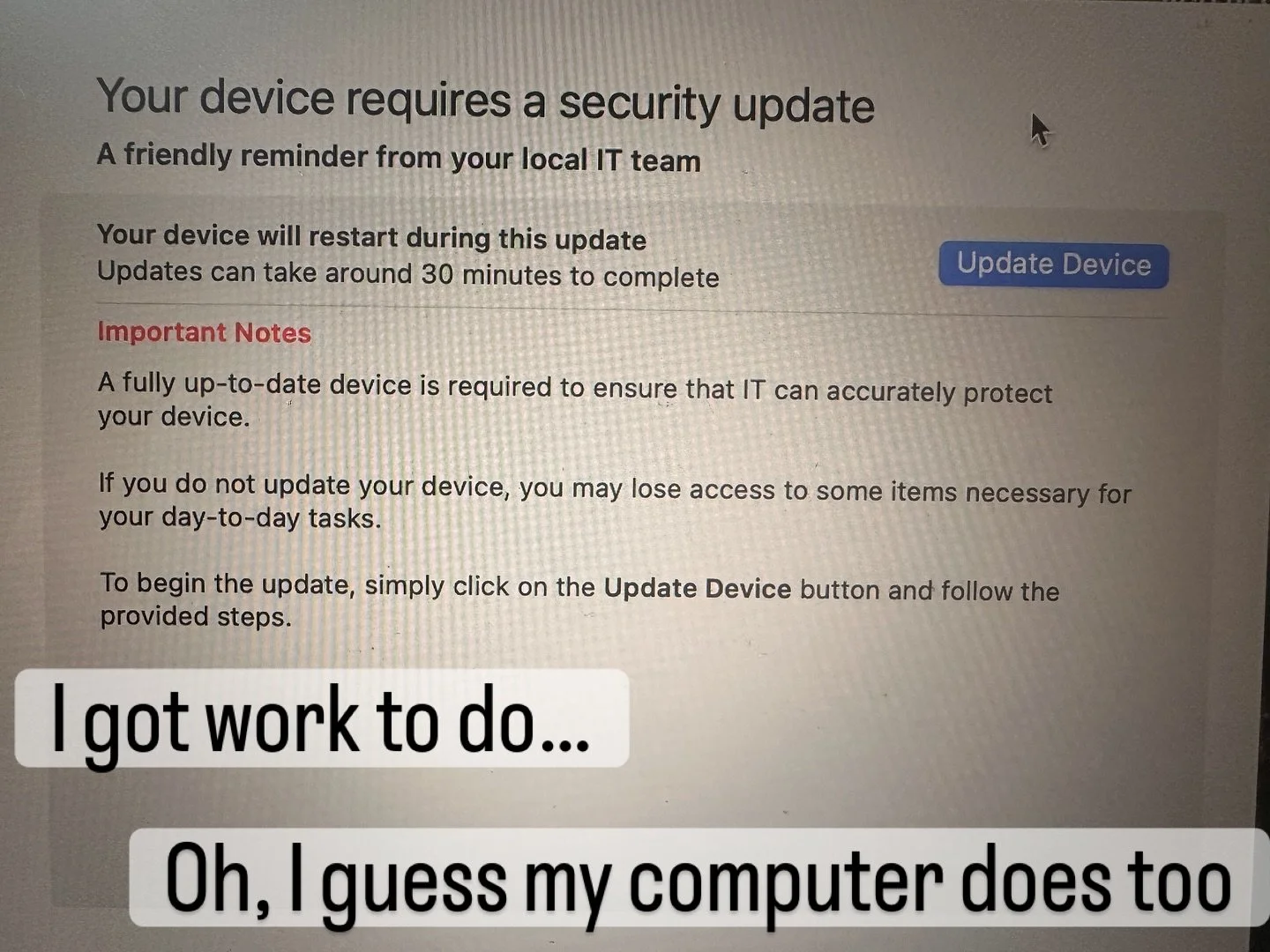 It always happens at the &lsquo;best time&rsquo;! LOL!  Last night I imagined I scheduled this update.  Guess not!  These updates take time. #phdlife #choirteacherlife