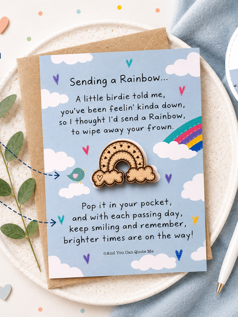 © 'Sending a Rainbow...'  A6 Postcard with Keepsake Token