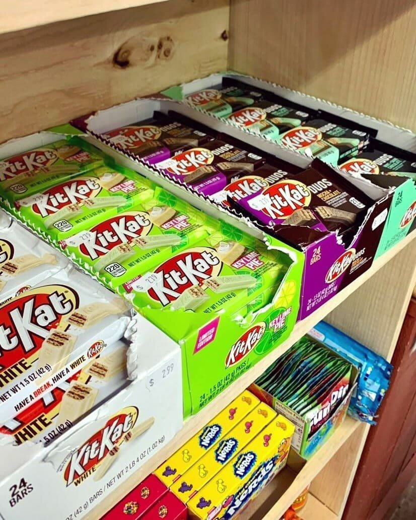 New exotic candy &amp; locally made cotton candy shipment came in just in time for the long weekend! Come grab an ice cream and a treat for later! Open everyday from 9:00am-7:00pm!🍦🍬☀️