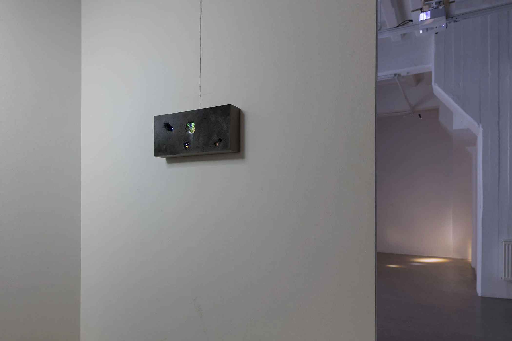 Installation view at S.P.G of Chambers 1, illusory concrete object, sculpture by Oscar Furbacken