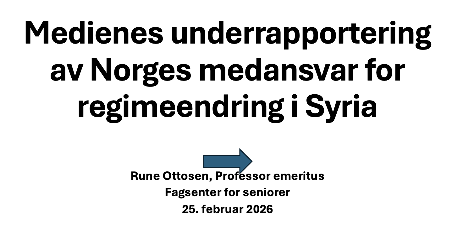 Foredrag om norske mediers Syria-dekning