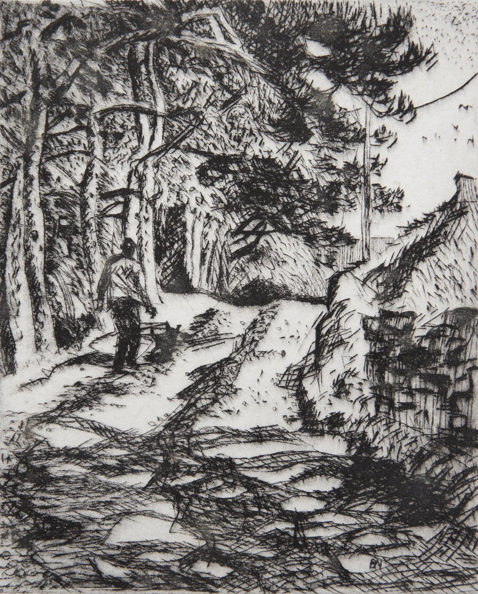 Road to Ashes Farm. Printed etching, 34 x 28 cm