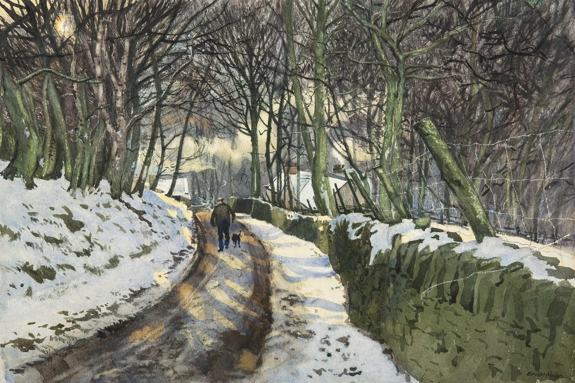 Winter at Farlands. Watercolour, 60 x 77 cm.
