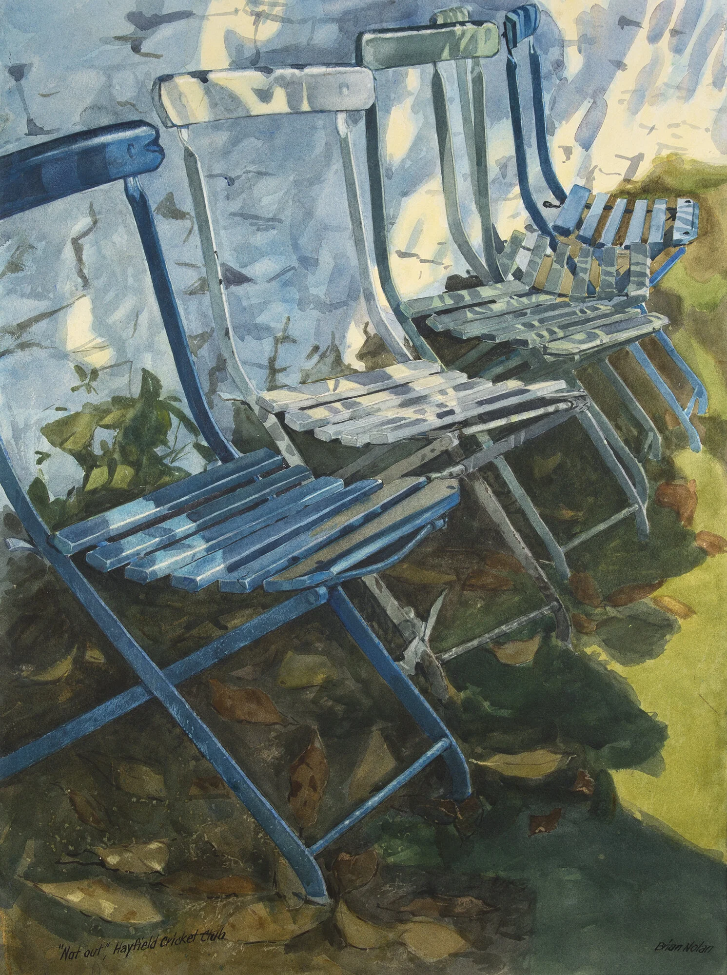 Not Out, Hayfield Cricket Club. Watercolour, 97 x 80 cm.