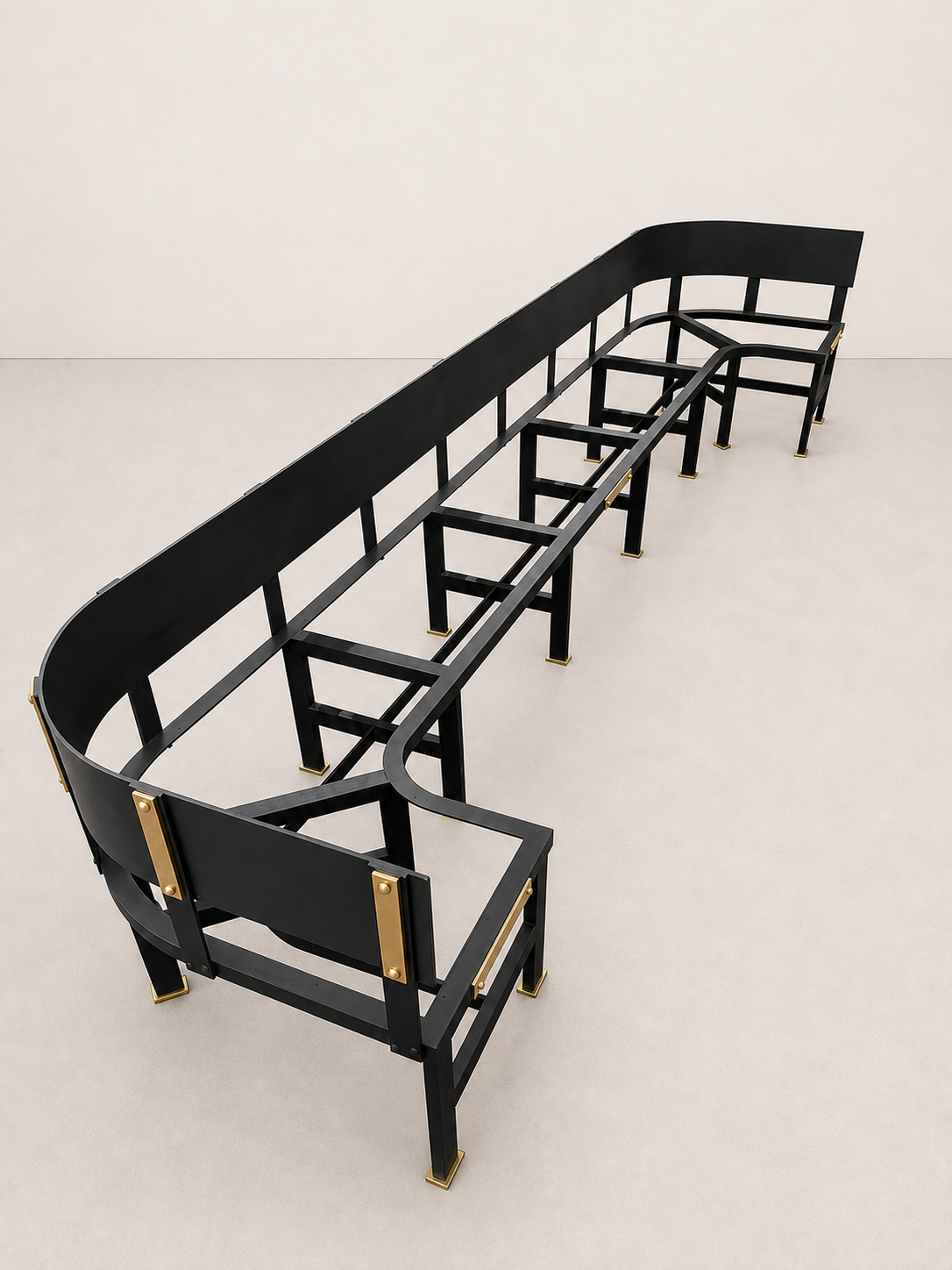 Patinated Brass/ Metal Banquette Base - View 1