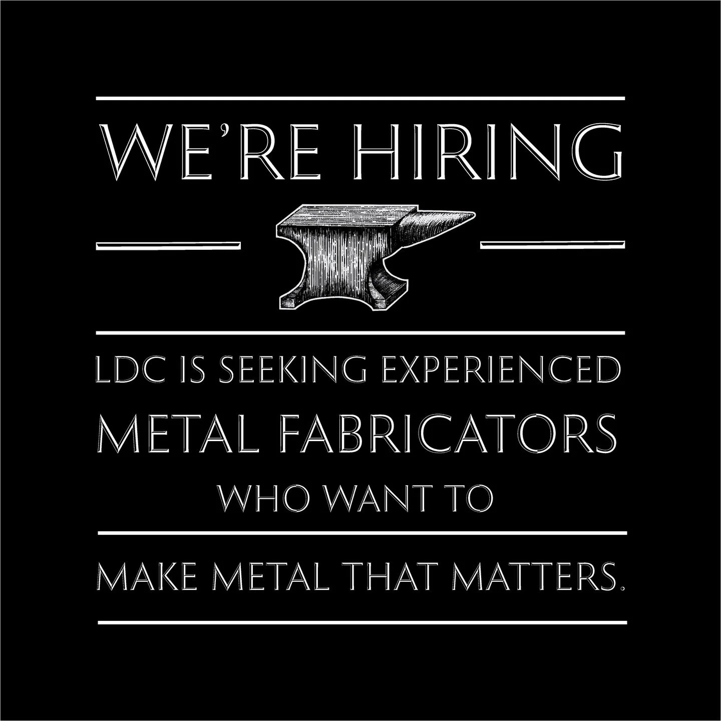LDC is growing! If you&rsquo;re an experienced metal fabricator who enjoys solving problems, working with intention, and being part of a shop where craftsmanship still matters, let&rsquo;s talk.
📞 Pat 678-860-2593 📩 DM or visit our website for more