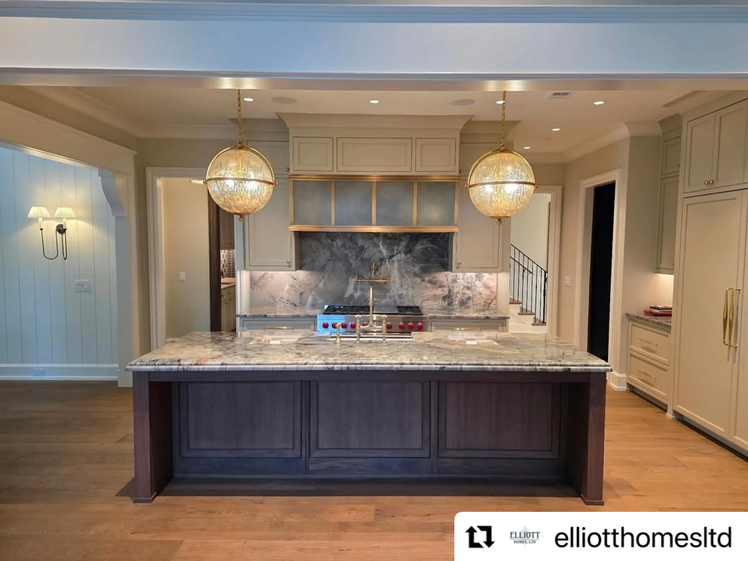 We could not be happier with our hood addition to this beautifully built kitchen by @elliotthomesltd  Also&hellip; big thanks as well to @bethmeyerdesign for incorporating us into your kitchen design ! #custombrasshood #customhood #ldcmade