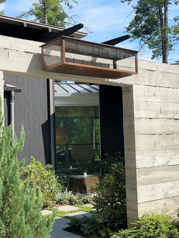 We had a chance to re-visit the home in Lake Rabun that has our custom copper lanterns adorning the front of the home. The lanterns seem like a special detail in this tranquil space. The house looks beautiful in this season too. Thanks again to @jrya