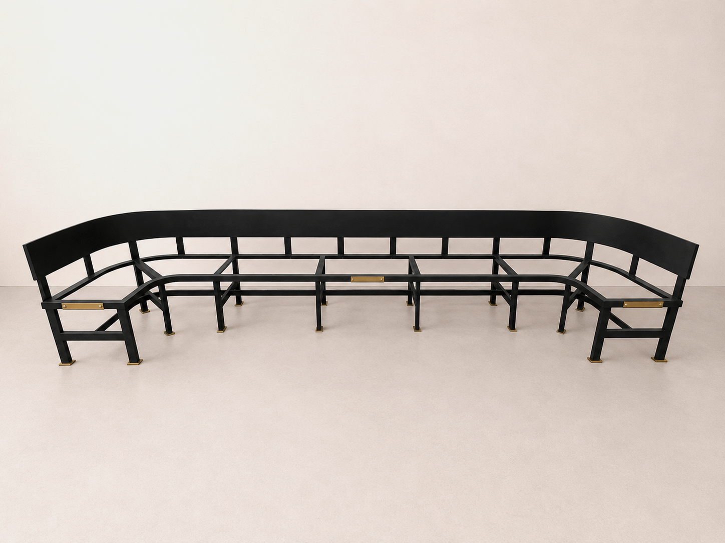 Patinated Brass/ Metal Banquette Base - View 3