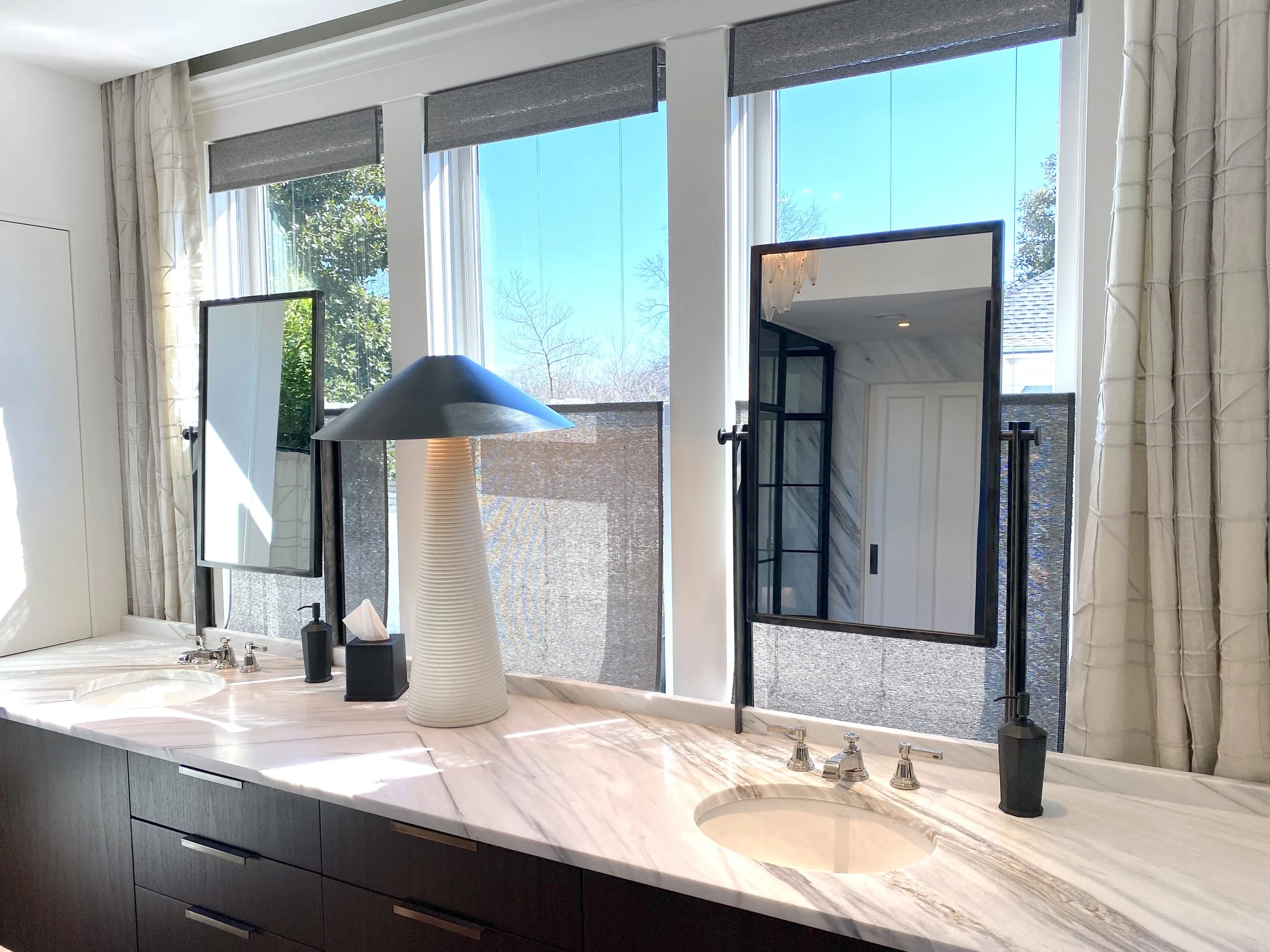 Pair of Metal Framed Mirrors with Adjustable Angle - View 1