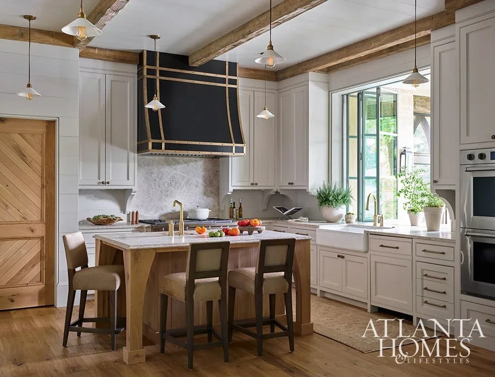 Hand Patinated Curved Zinc and Brass Vent Hood