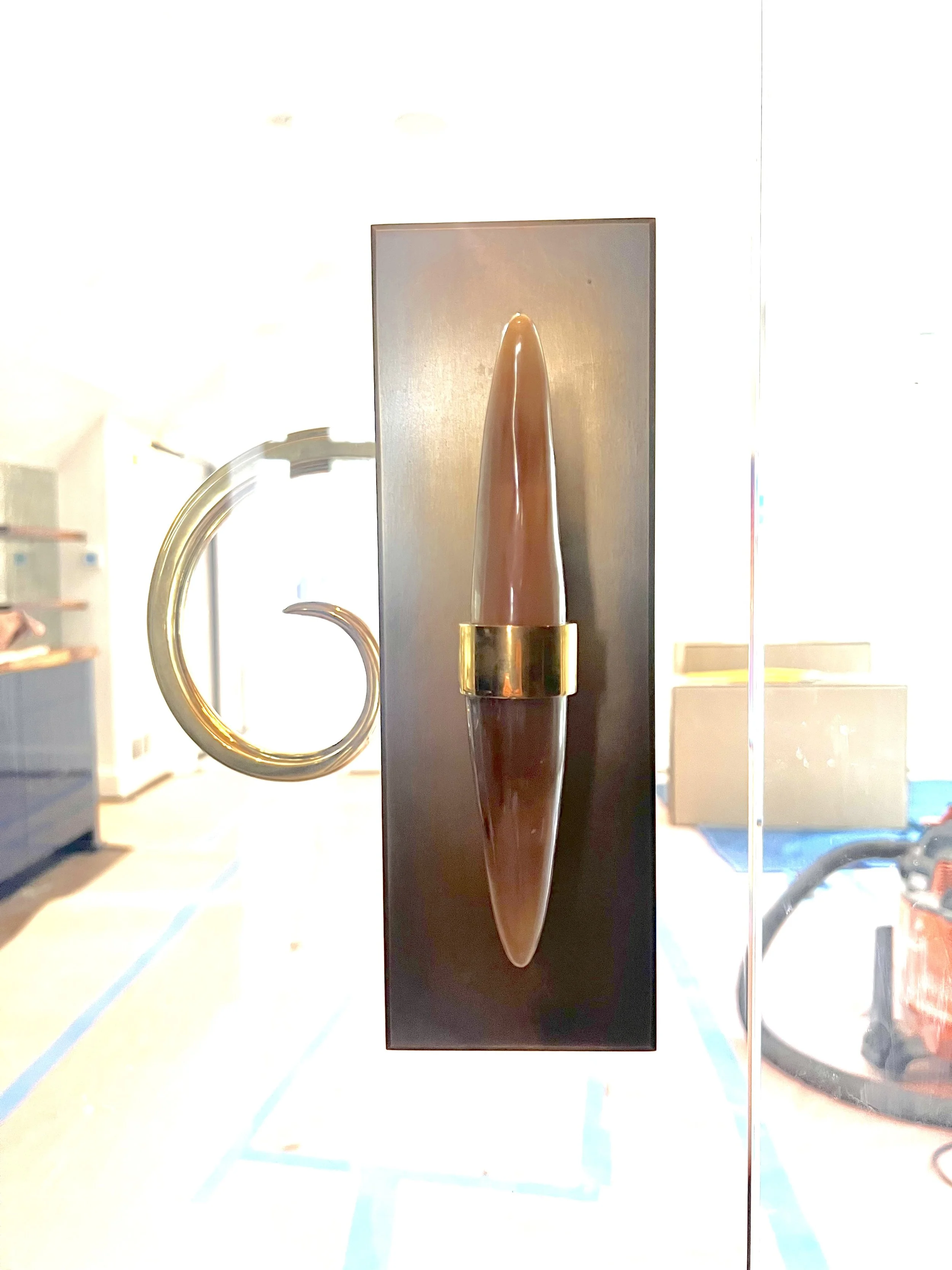 Patinated Brass Handle Mount Plate - View 1