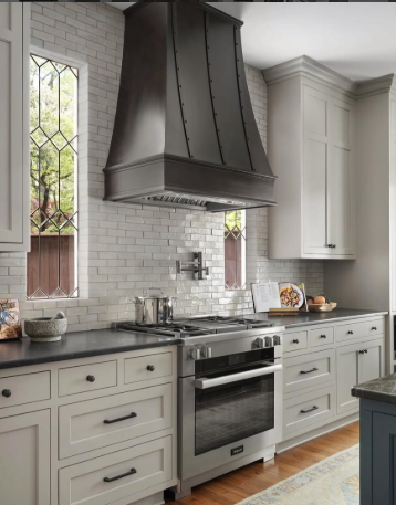 Hand Patinated - Steel Vent Hood with Moulding Detail