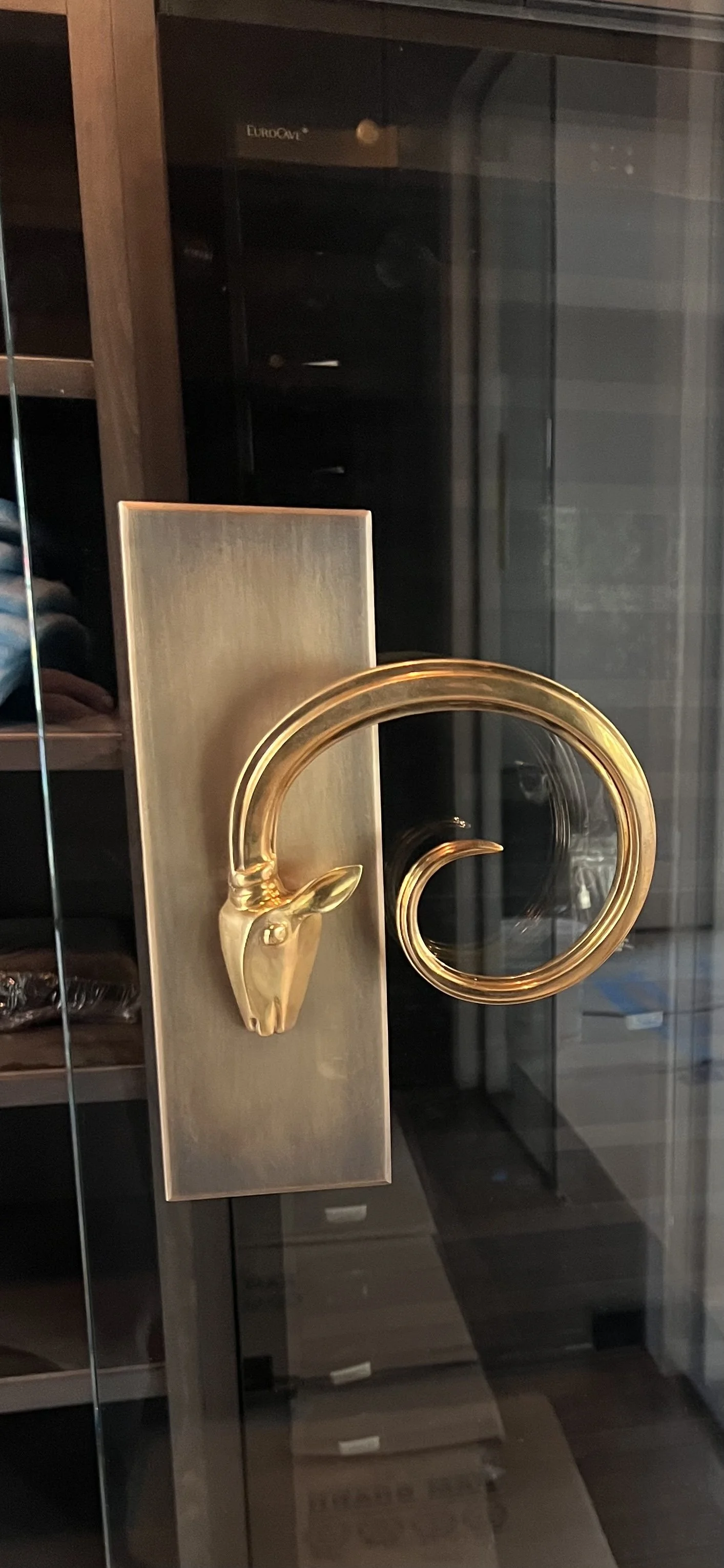 Patinated Brass Handle Mount Plate - View 2