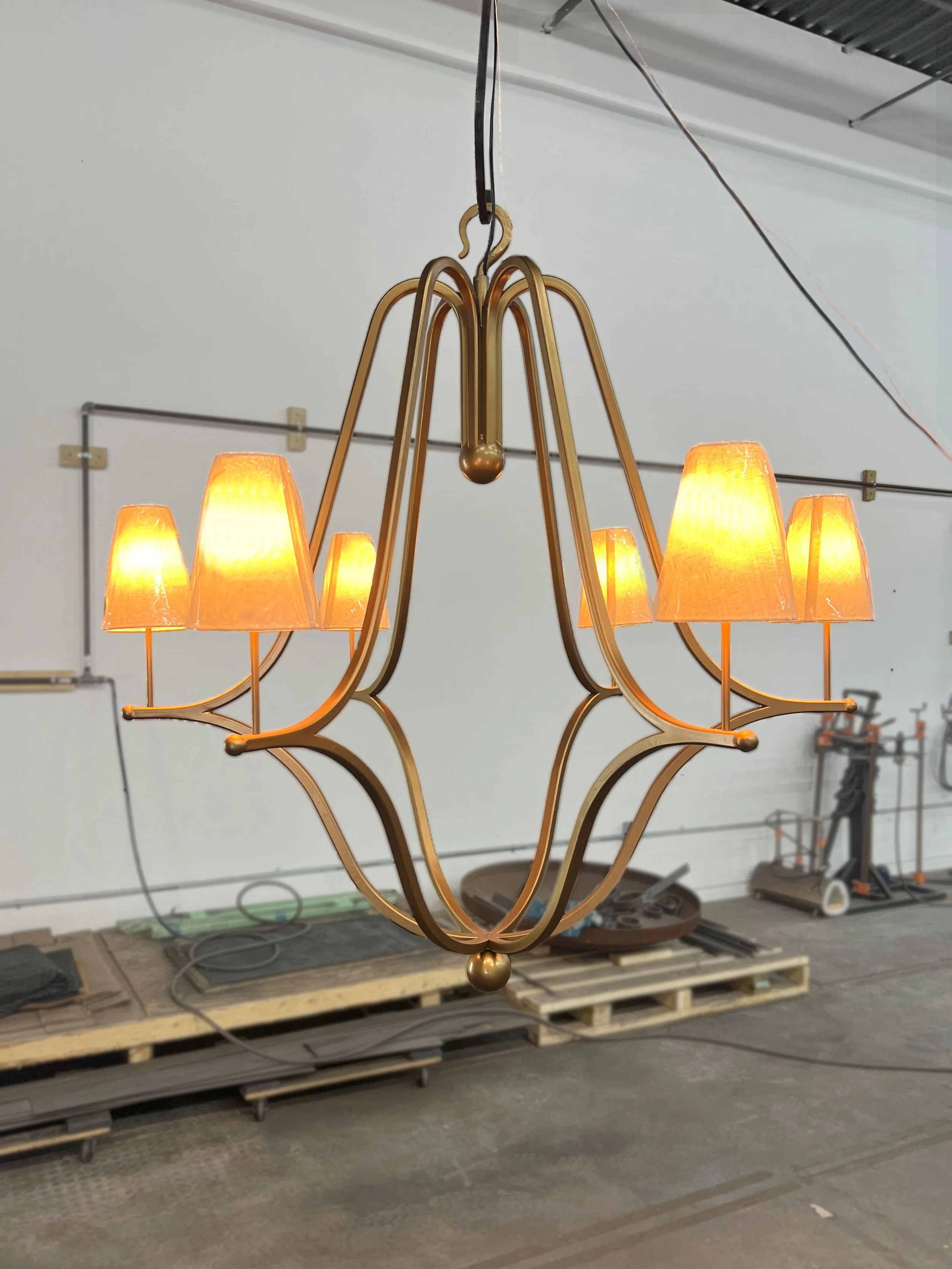Oversized 6 Light Chandelier with Shades 