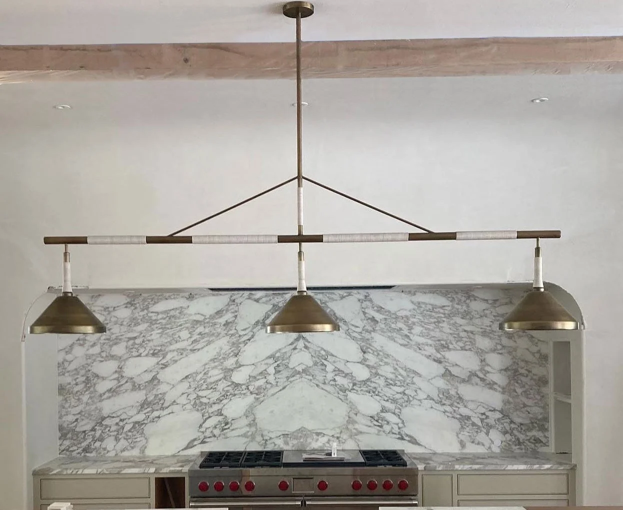 Leather Wrapped Brass Light Fixture