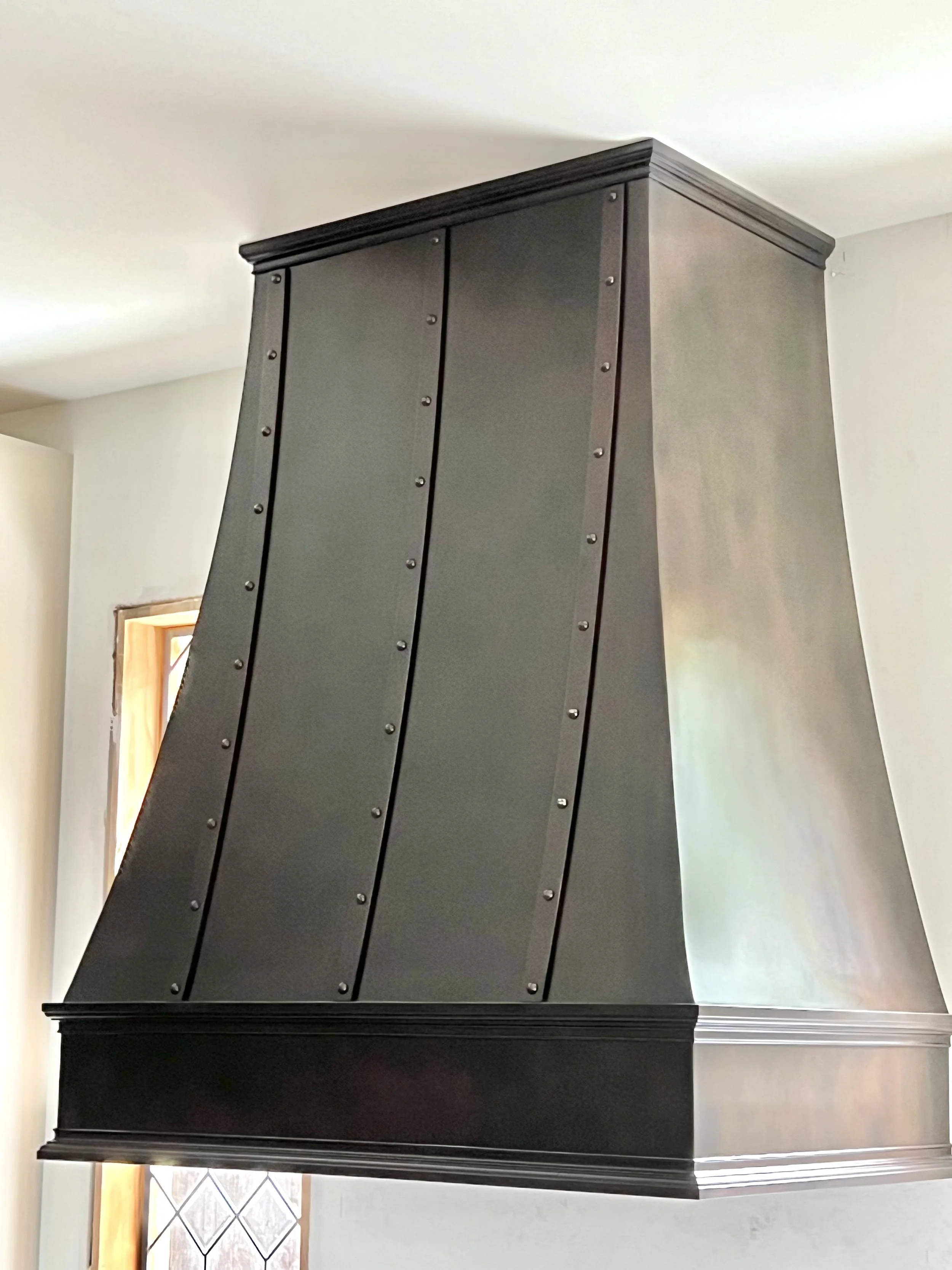 Hand Patinated - Steel Vent Hood with Moulding Detail