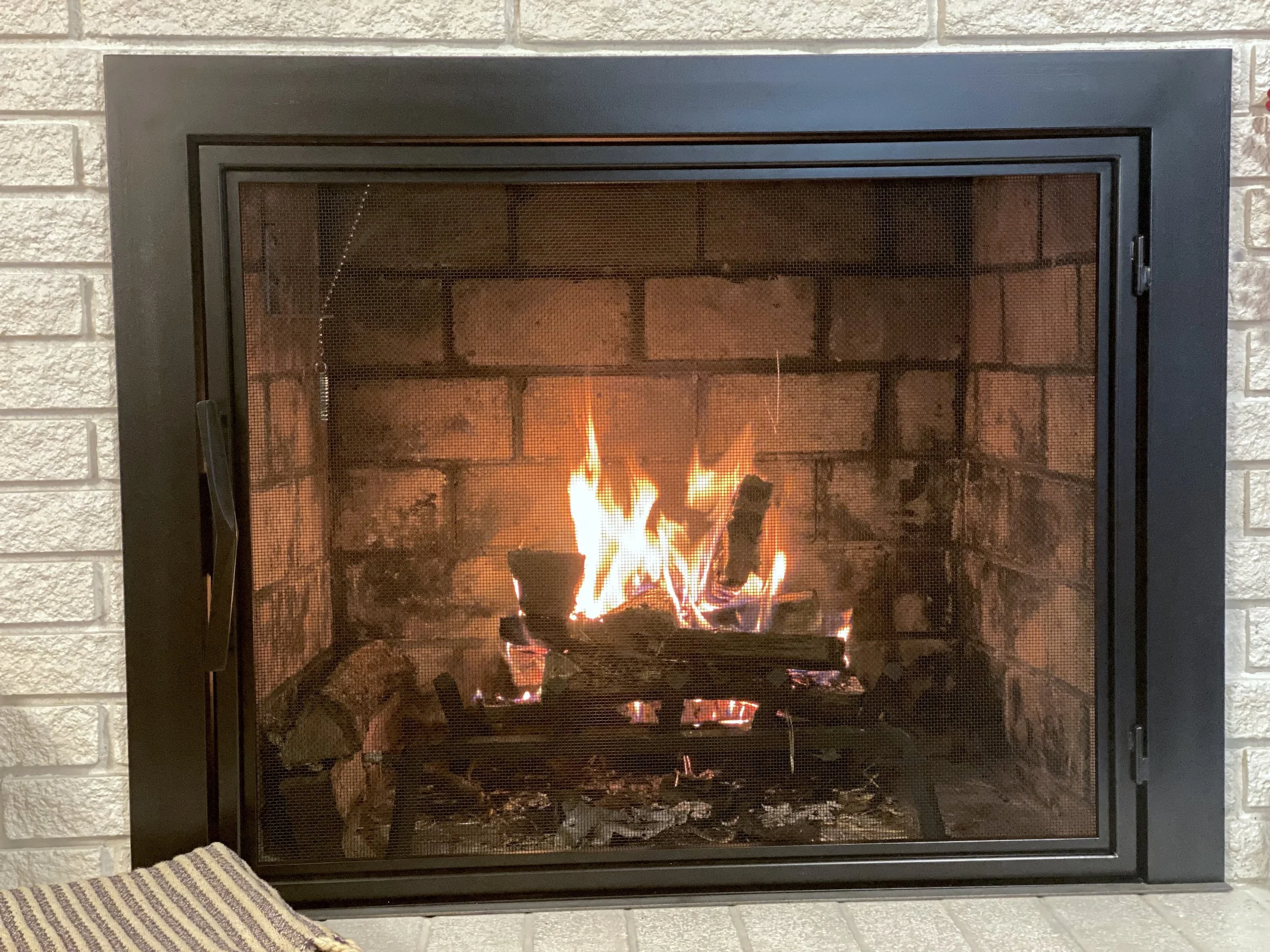 Steel Fire Screen with Full Door - MCM Handle