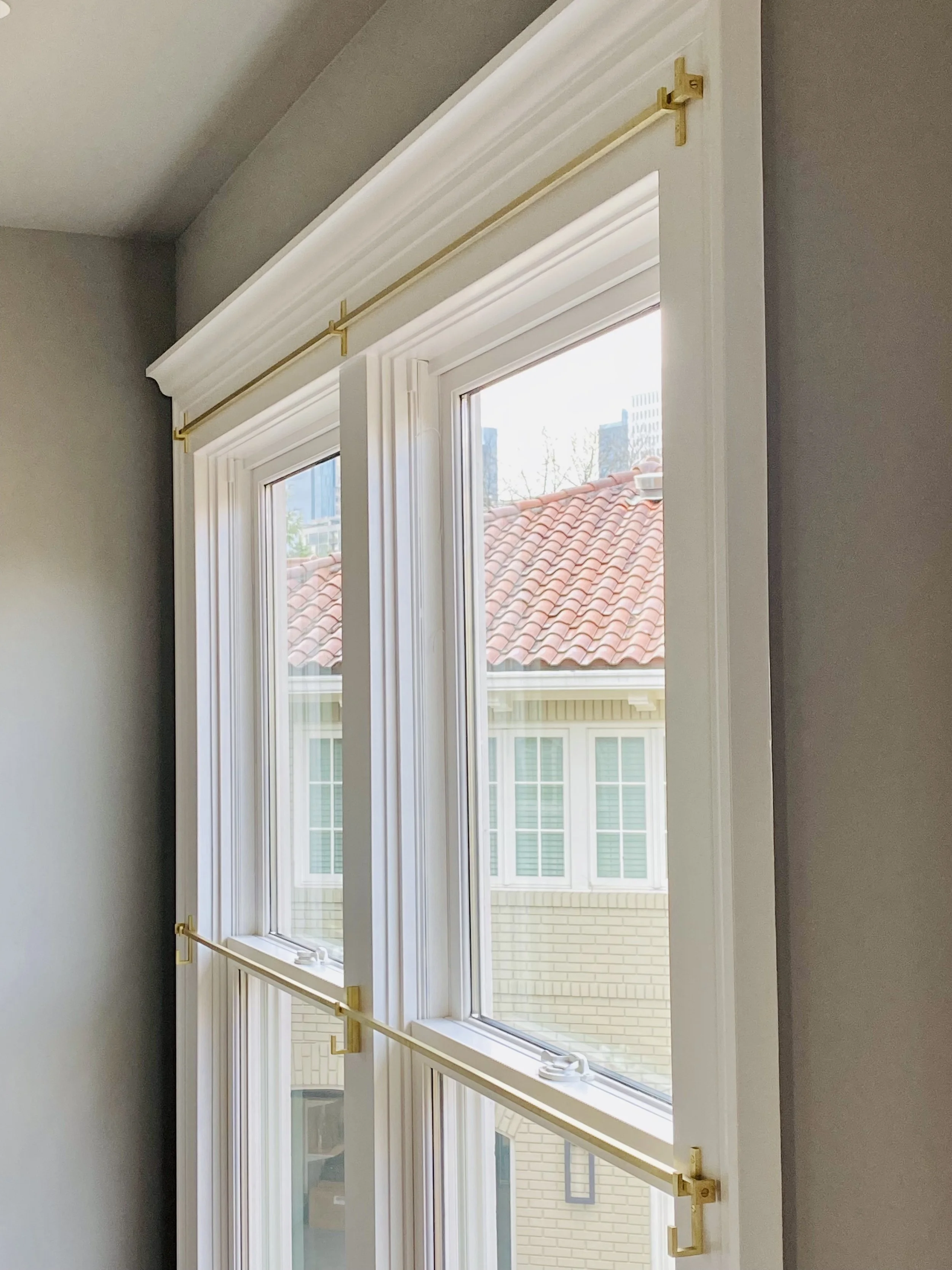 Brass Cafe Curtain Mounts - View 1