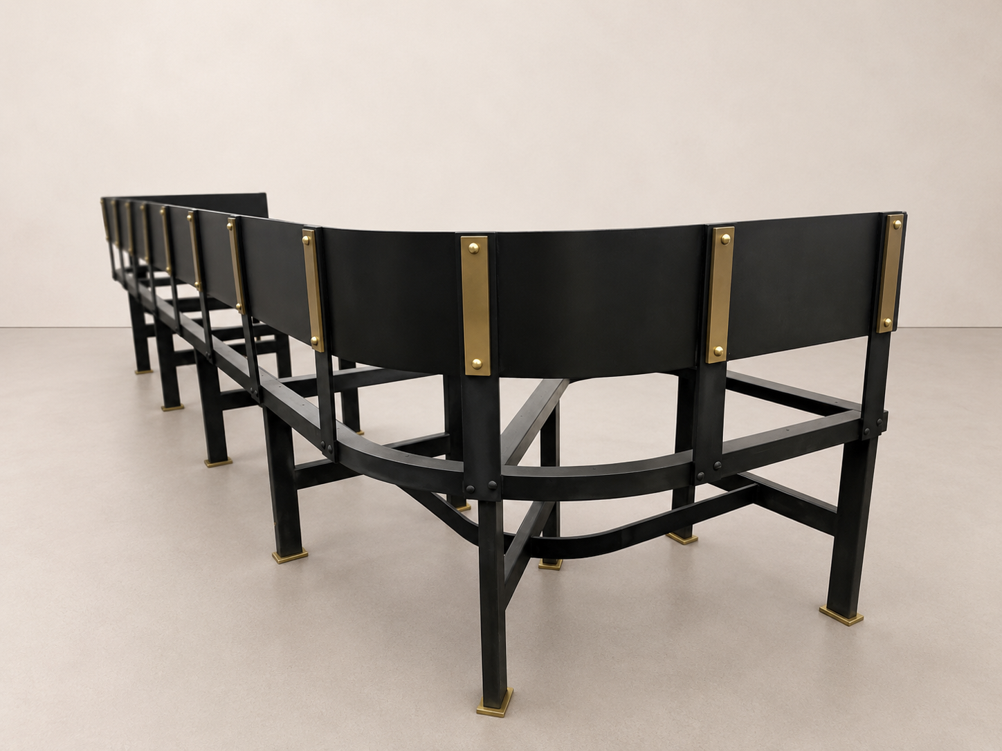 Patinated Brass/ Metal Banquette Base - View 2