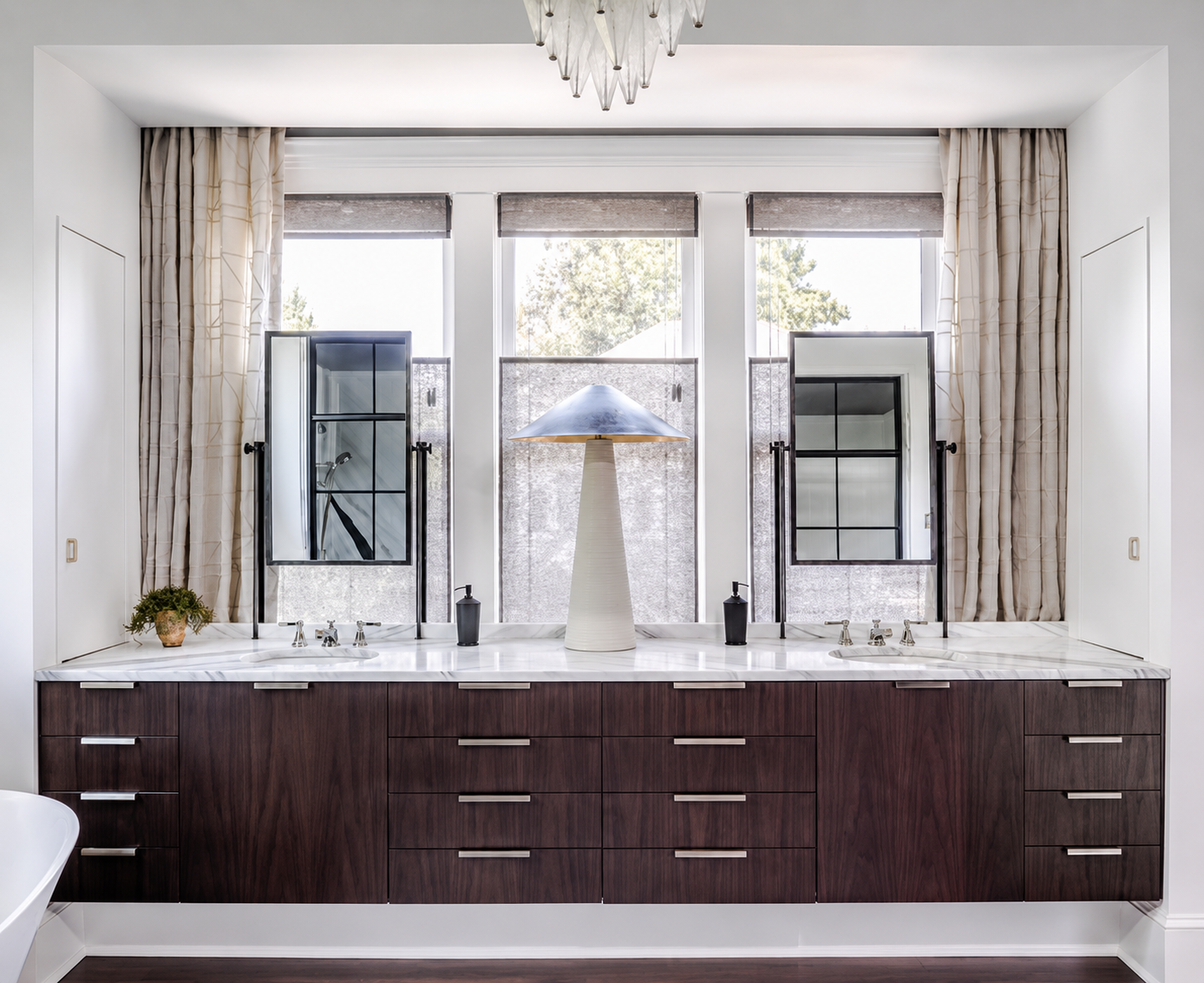 Pair of Metal Framed Mirrors with Adjustable Angle - View 2