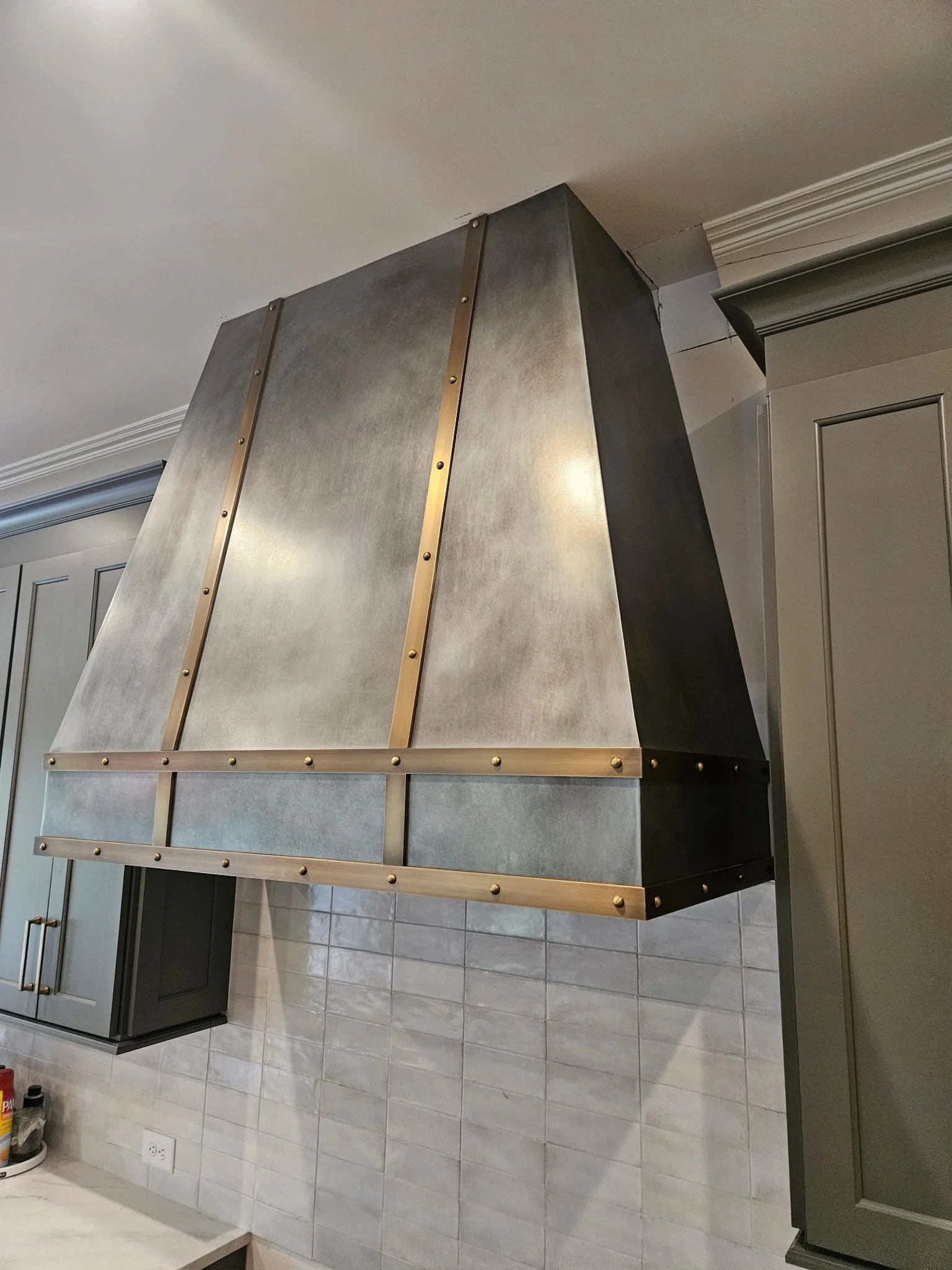Patinated Zinc and Brass Venthood - detail