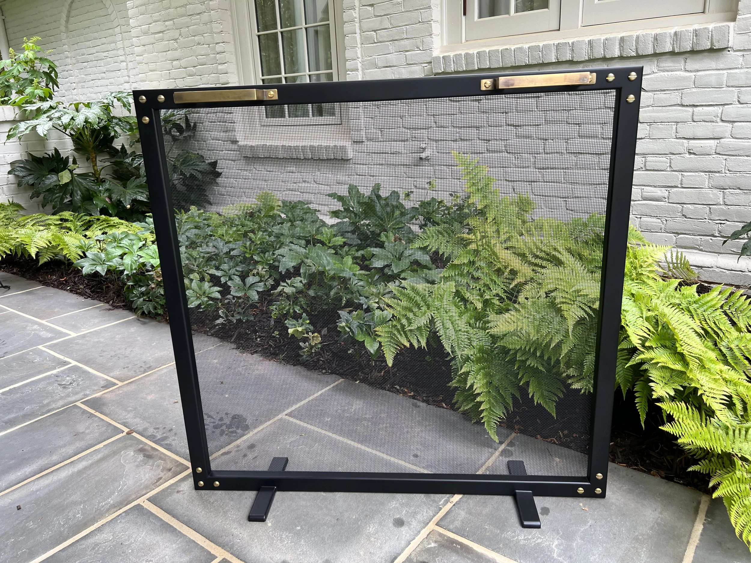 Standing Fire Screen with Brass Details