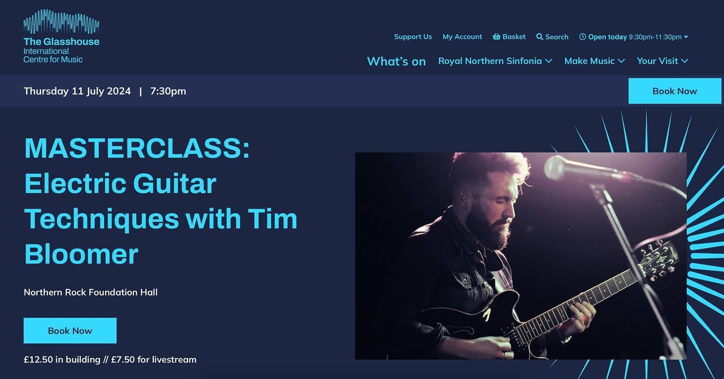 Did you know I&rsquo;m a master now? No? Me neither. But I am thrilled to have been asked to present a masterclass at The Glasshouse (formerly The Sage, Gateshead) focusing on Electric Guitar, soloing and improvisation. See you there on 11th July! 

