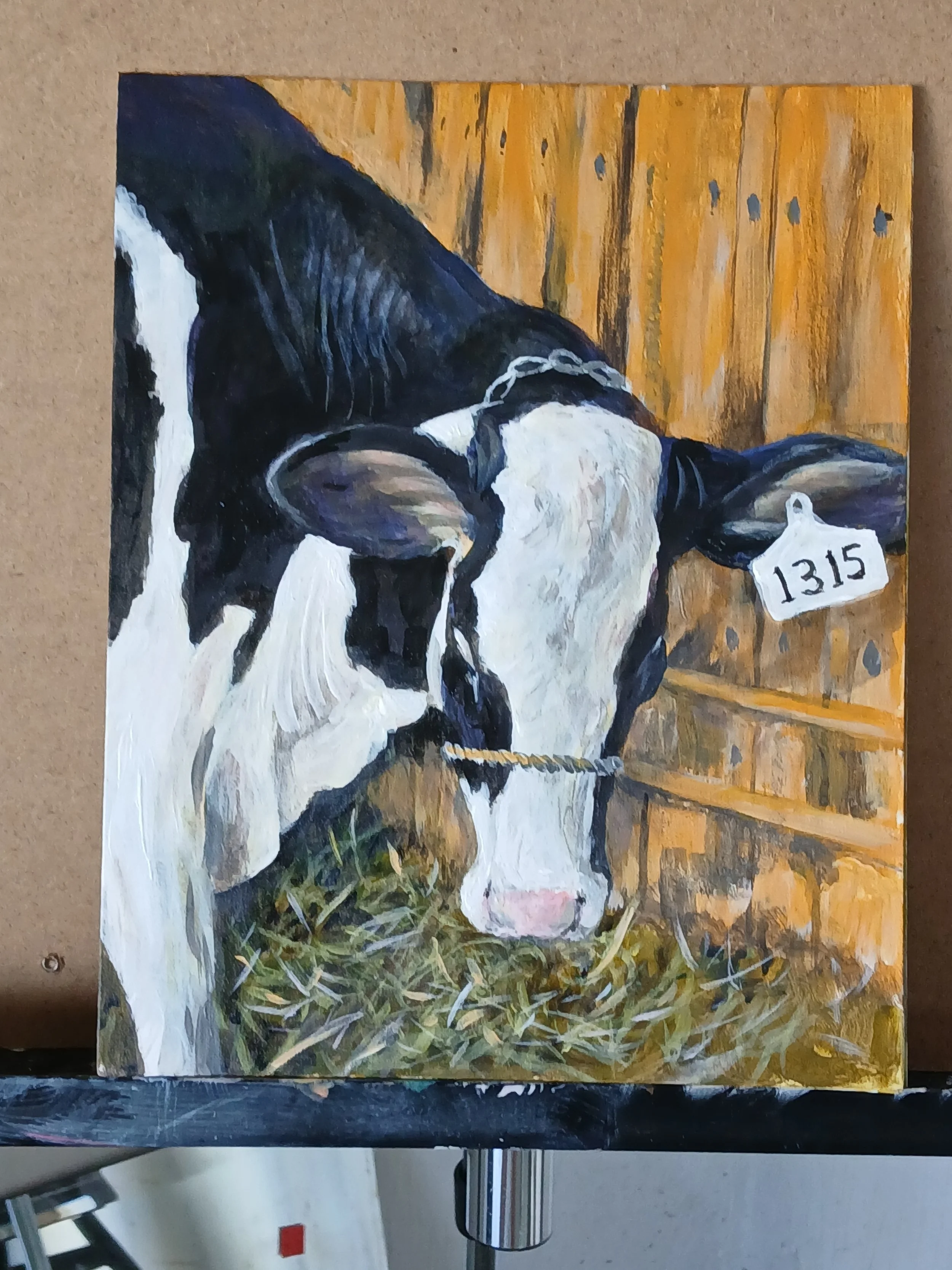 Into Cows.  Work in progress 8x10 acrylic on canvas.  Available.