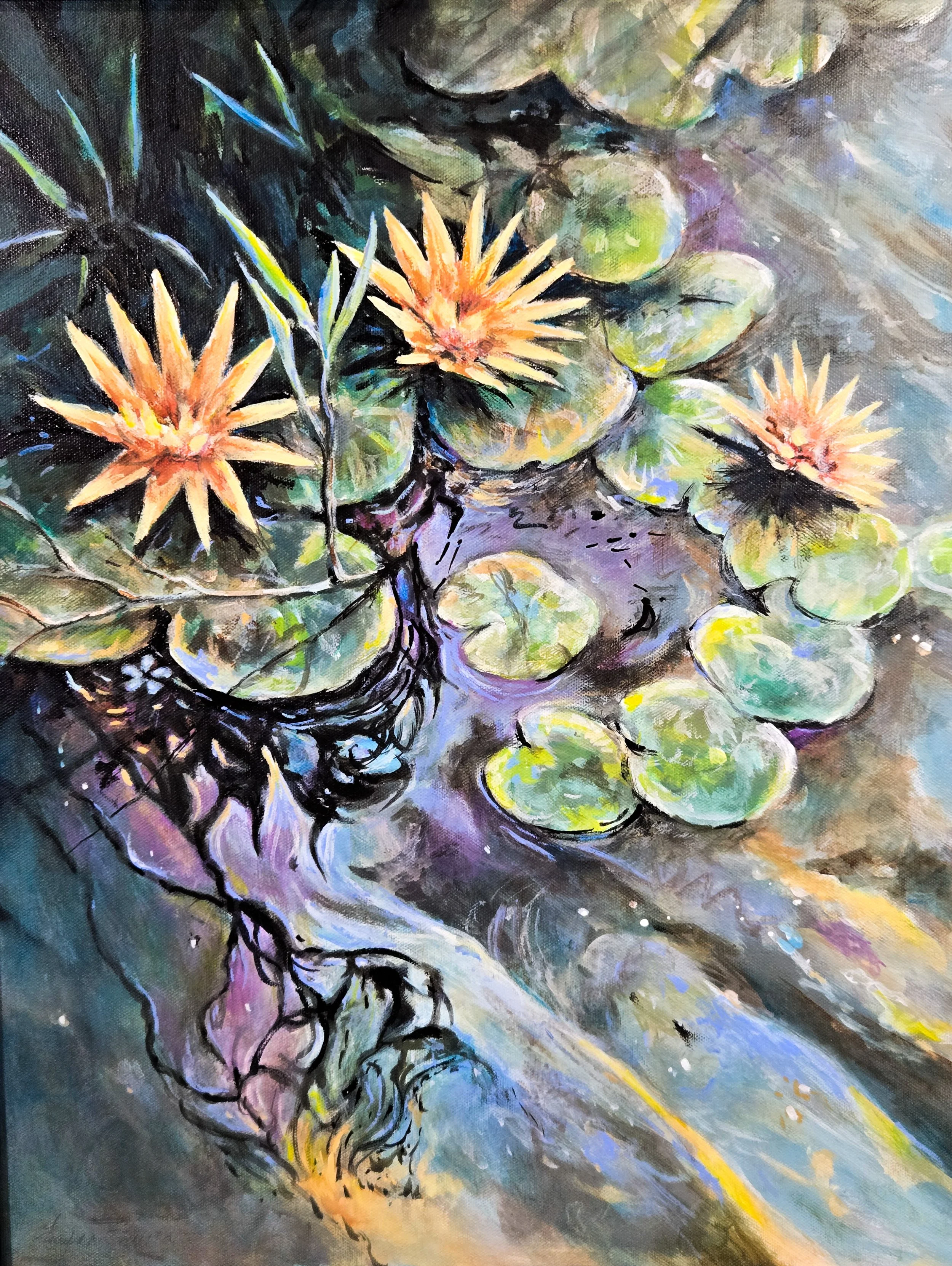 Pleased to announce "Petra's Pond" acrylic 16x20" has received "Honorable Mention" in Light Space Time  Botanical exhibition selected from a field of 503 entries.  To visit the on line exhibit go to http://lightspacetime.art/botanicals-art-exhibition