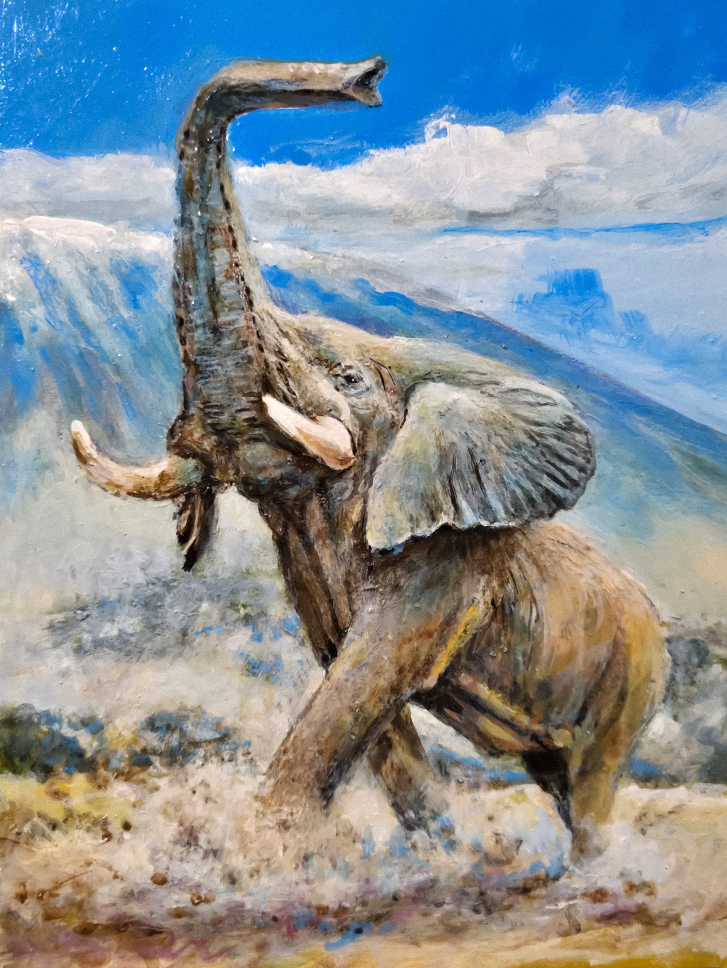 Finally completed,8x10, acrylic , photo reference by my son, Washington DC Smithsonian, life size mount, returned to the wilds.