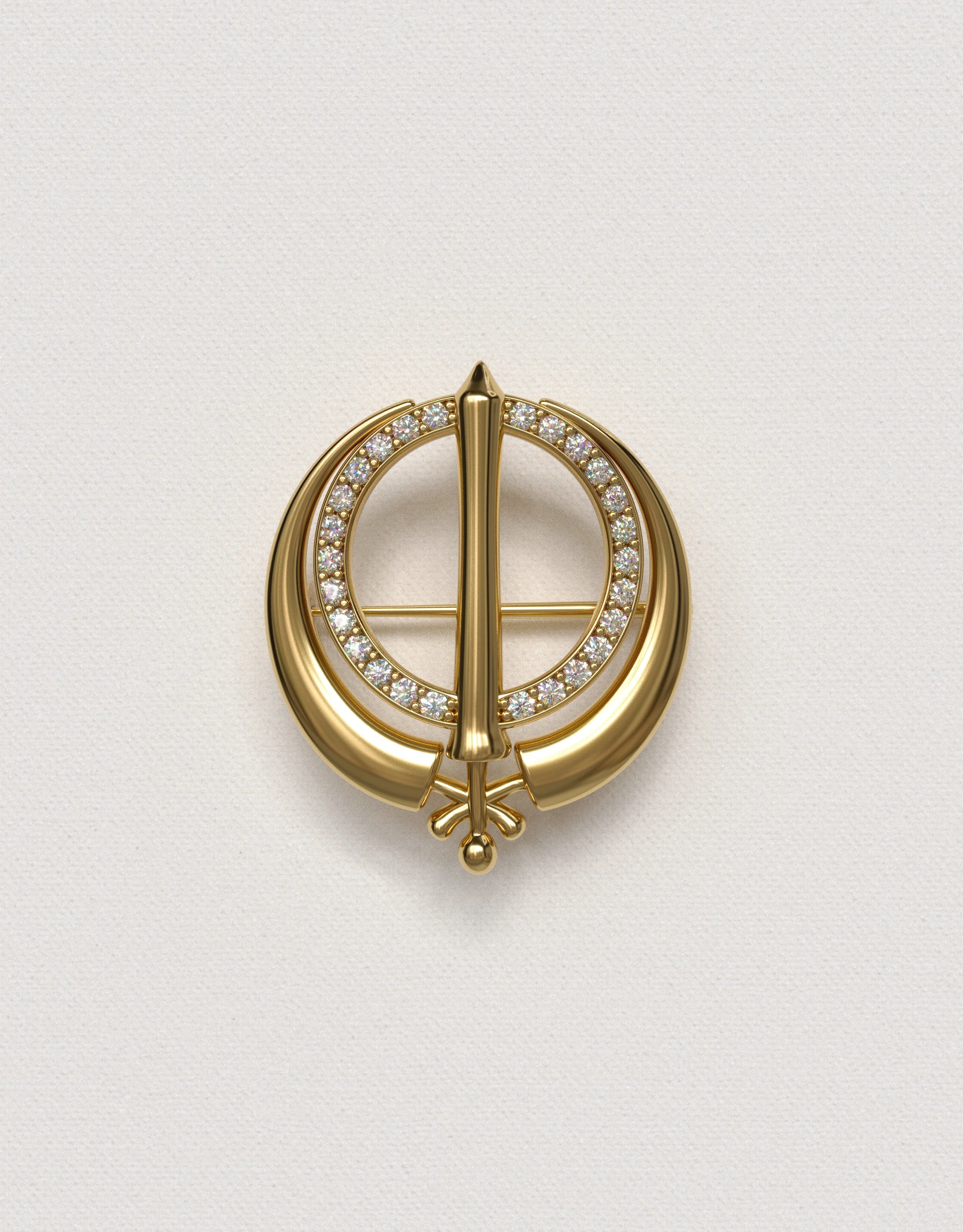 ADI SHAKTI PIN WITH DIAMONDS